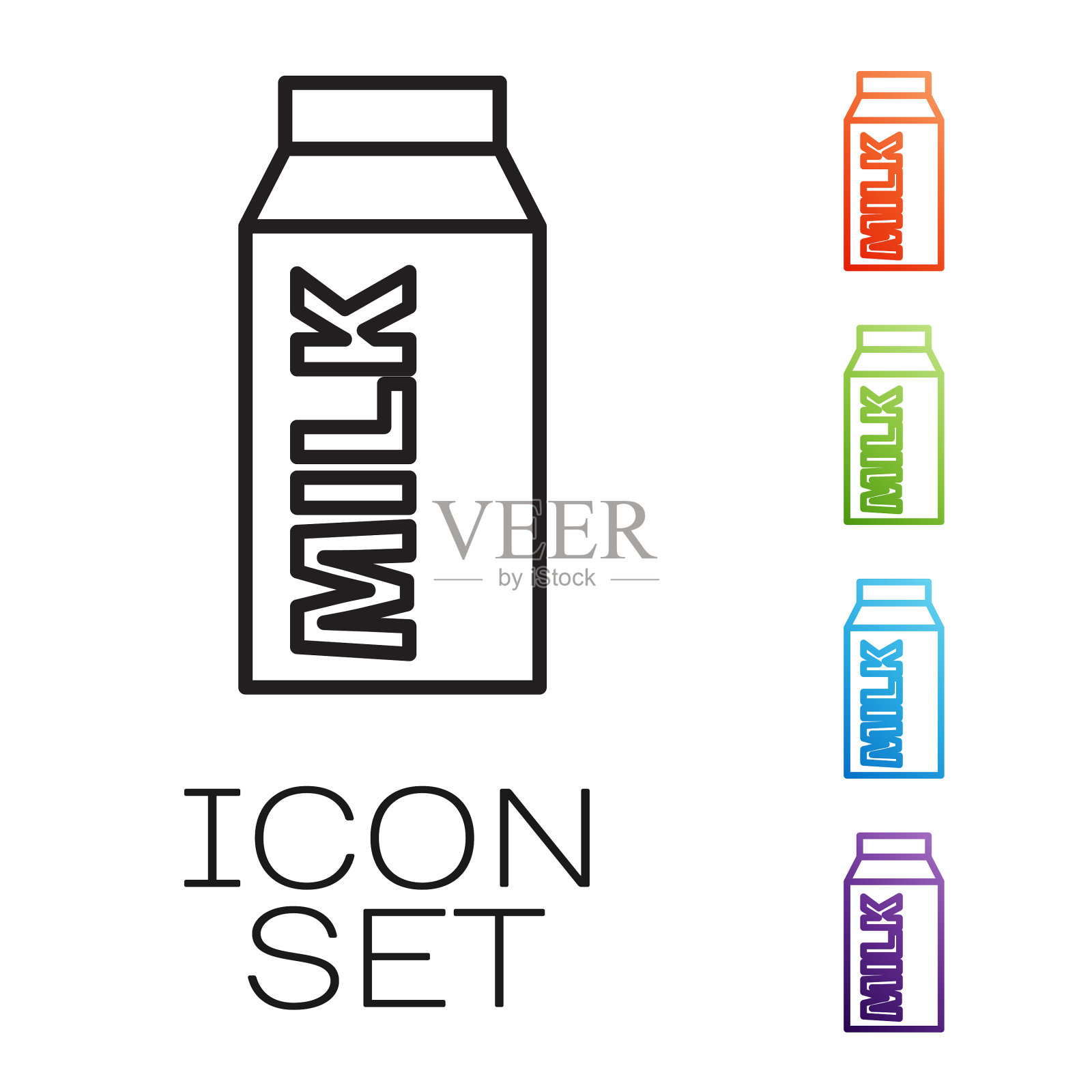 黑线纸包装牛奶图标隔离上图标素材