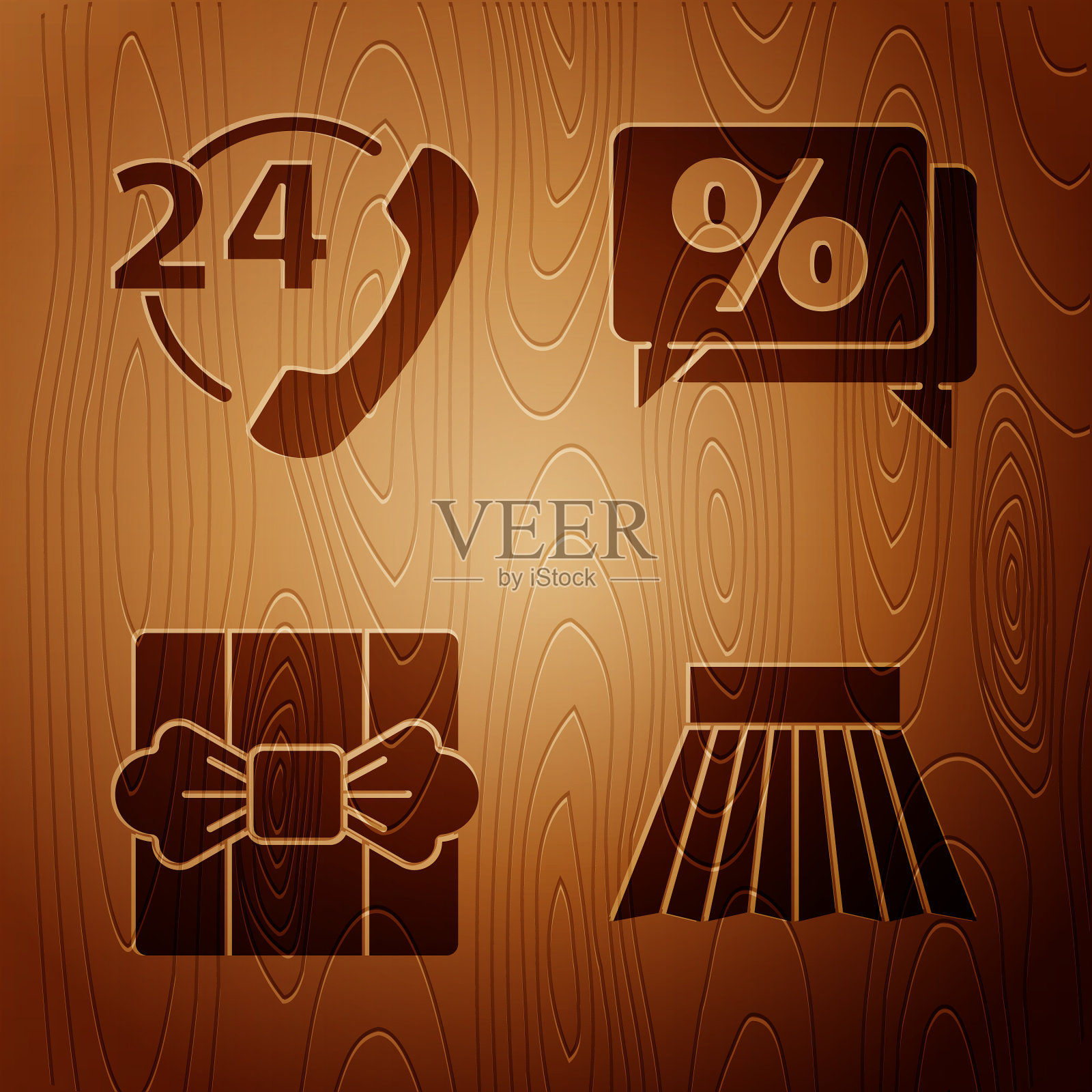 设裙电话24小时支持礼品盒图标素材