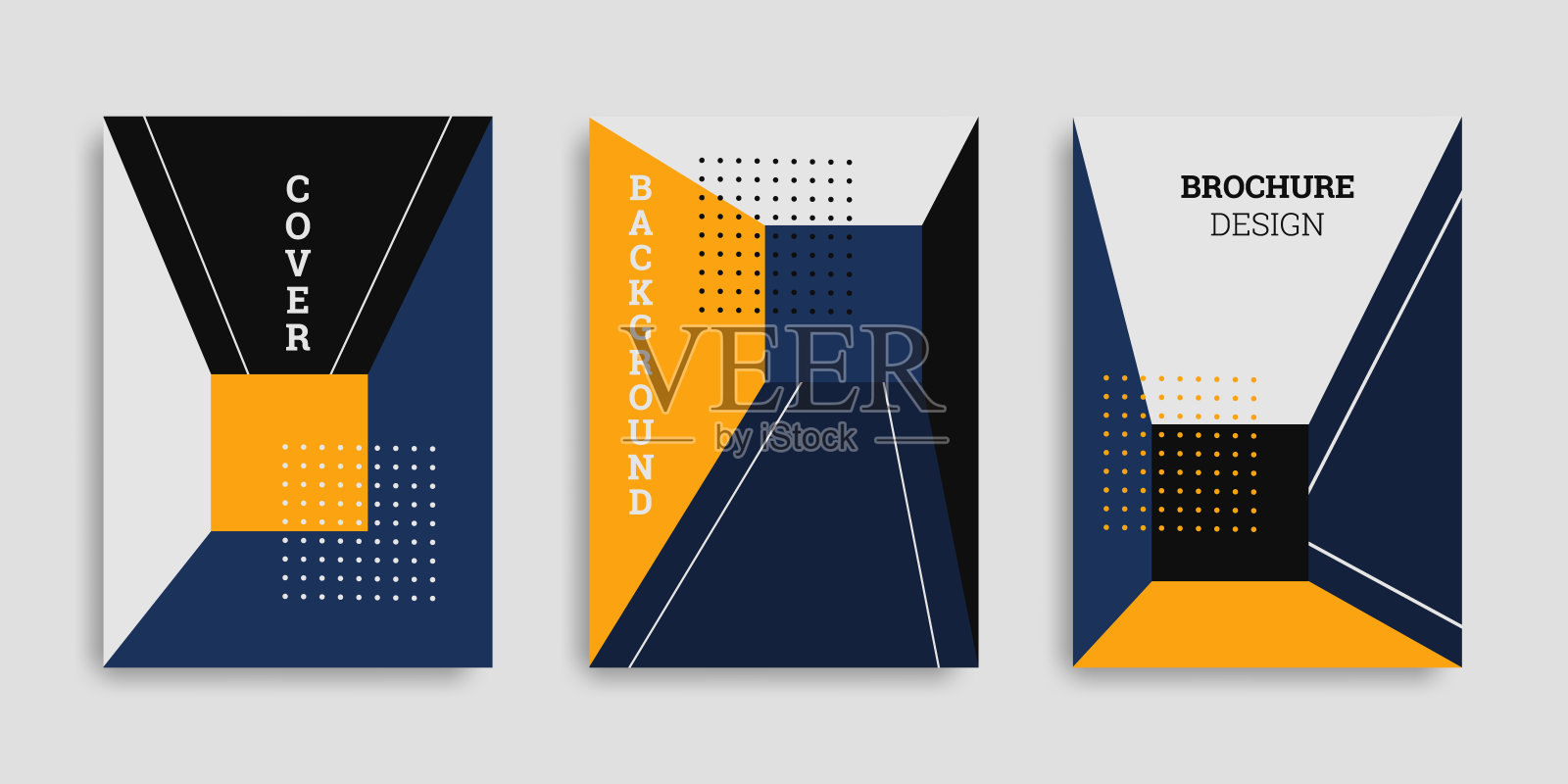 抽象的几何背景。一套A4立式小册子。封面设计在平坦的风格。矢量插图。插画图片素材