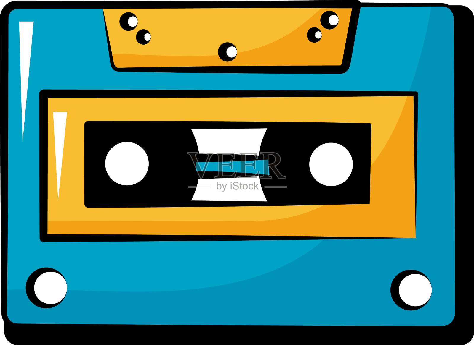 盒式磁带复古波普艺术平面风格的图标图标素材