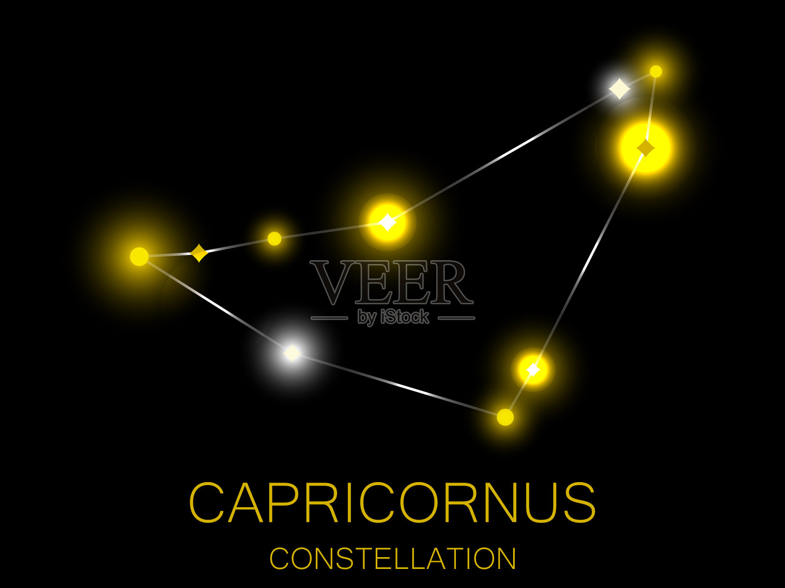 摩羯座中的星星呈明黄色插画图片素材