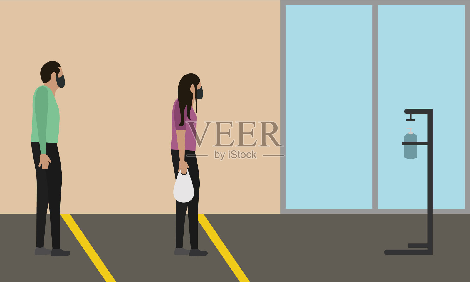 人们在社交中保持距离插画图片素材