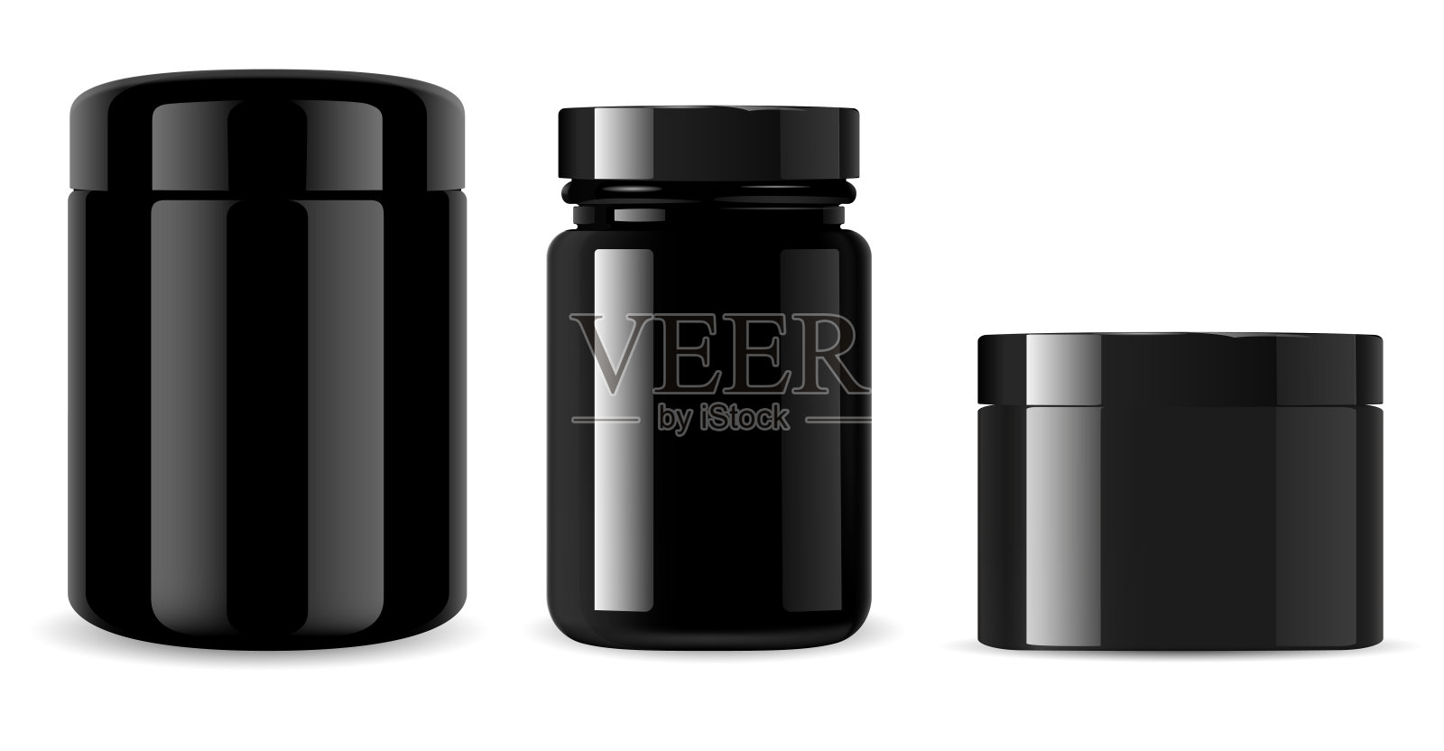 黑色玻璃瓶黑色玻璃化妆品瓶光泽空白插画图片素材