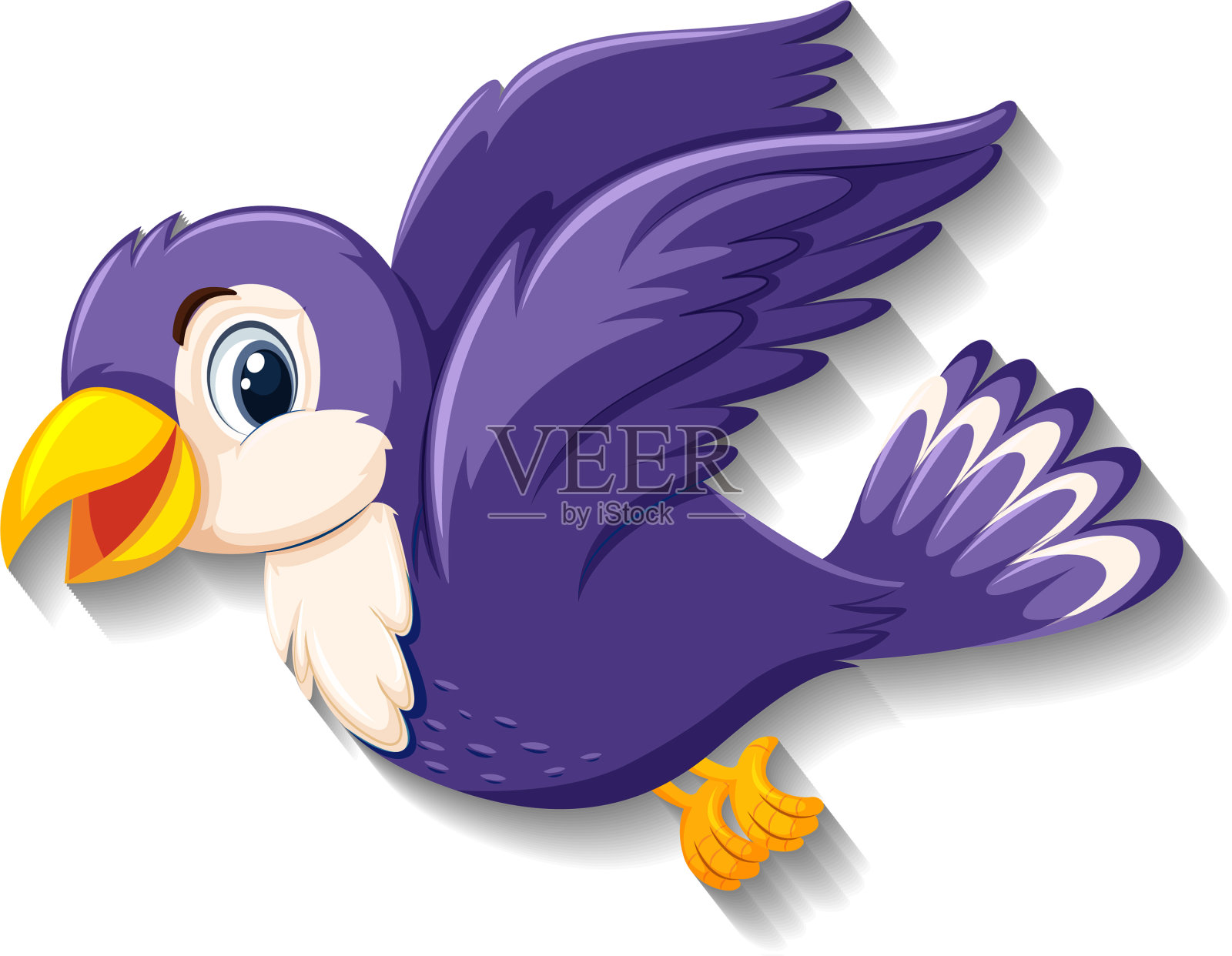 可爱的紫色小鸟卡通人物设计元素图片