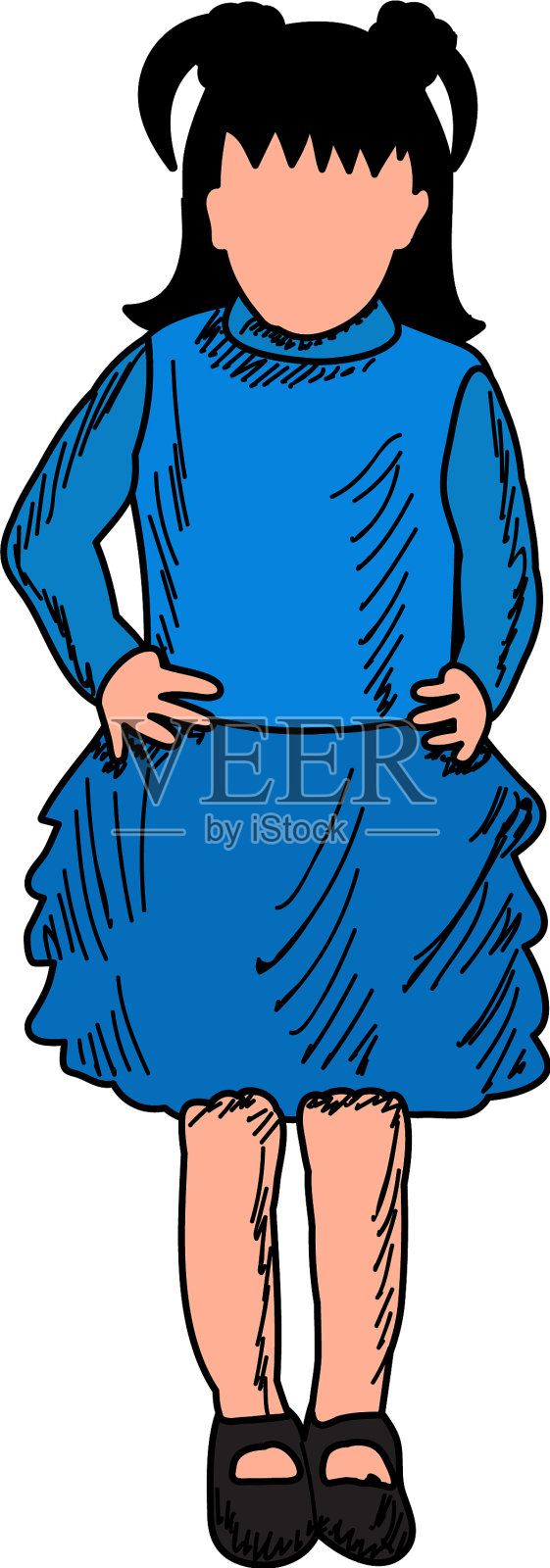 白色背景，彩色素描与线条设计元素图片