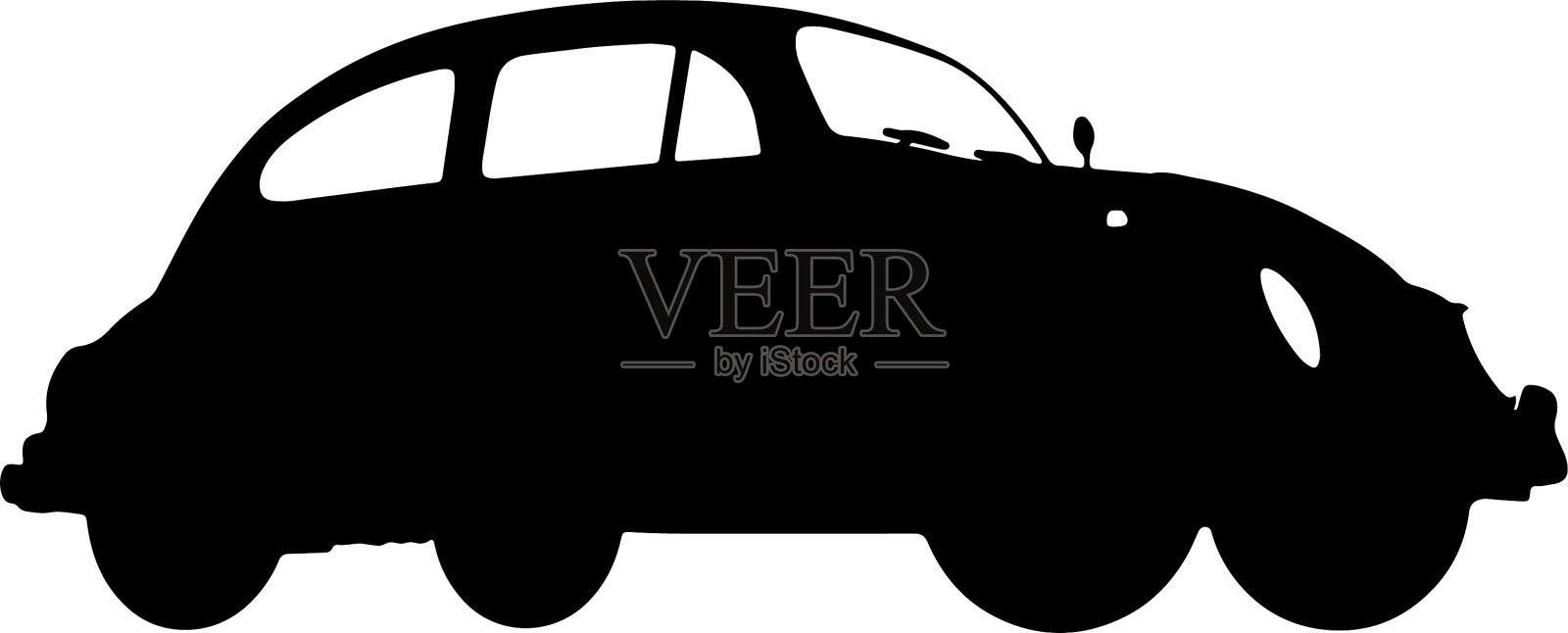 在白色背景上剪影复古车设计元素图片