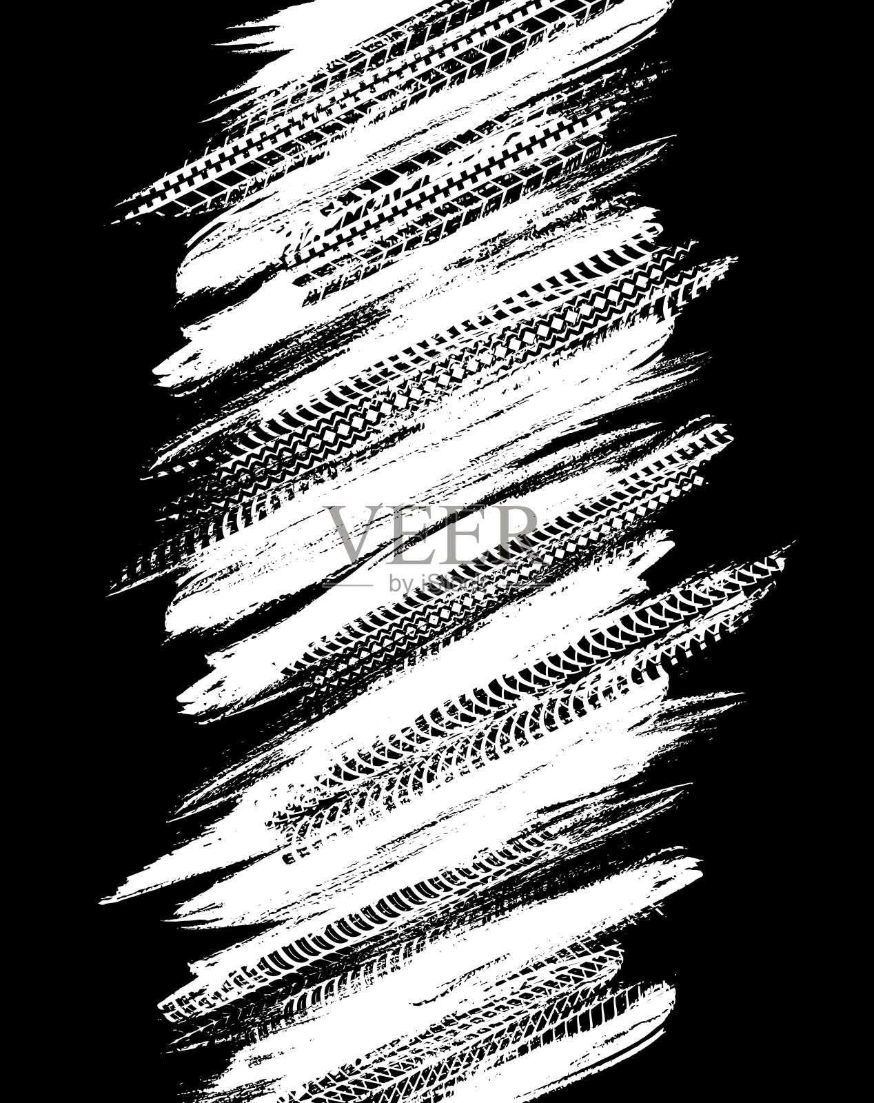 越野垃圾轮胎印花，矢量白色图案插画图片素材