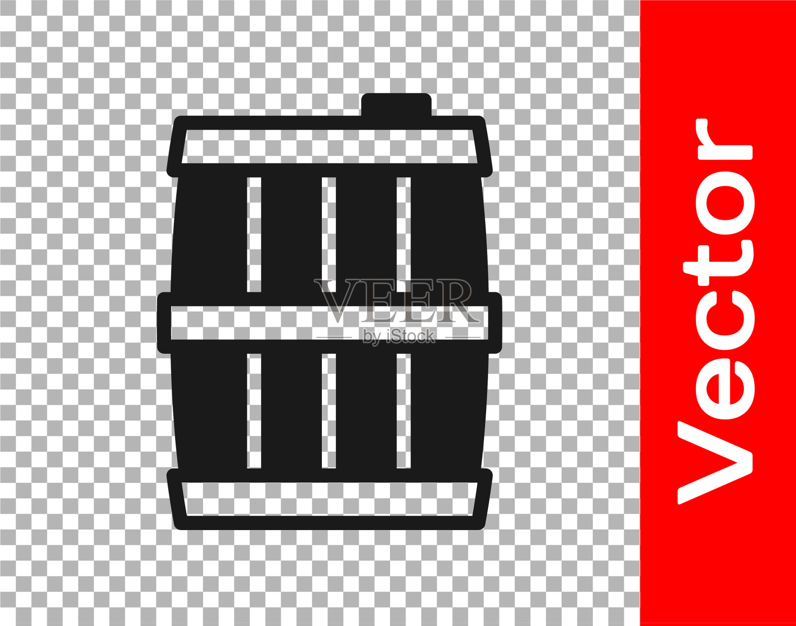 黑色木桶图标隔离透明插画图片素材