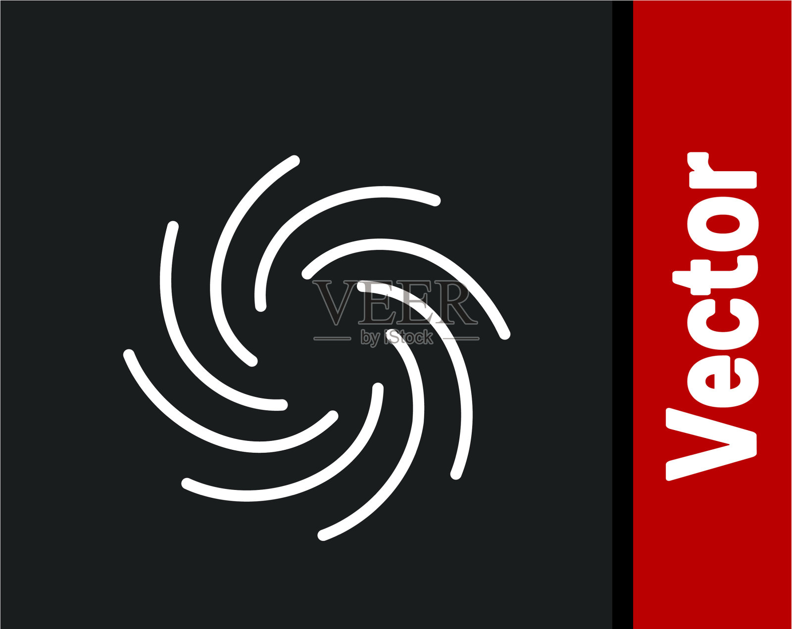 白色龙卷风图标孤立在黑色背景插画图片素材