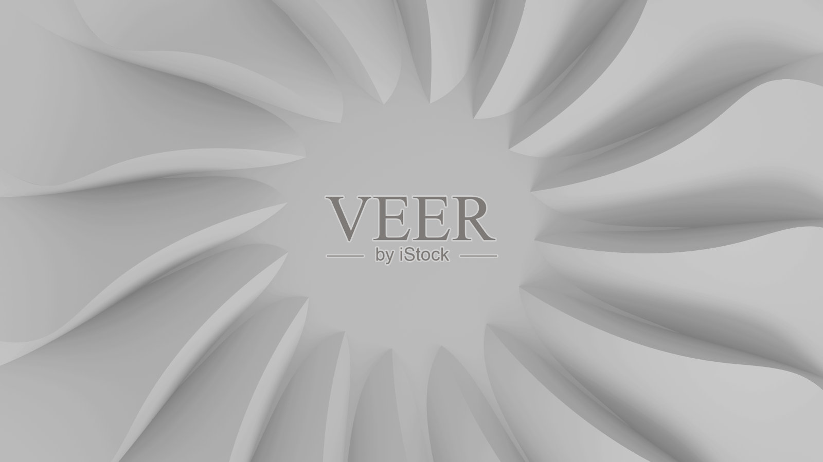 现代抽象参数三维背景的一套波浪白色三维花瓣收敛在一个分。三维插图照片摄影图片