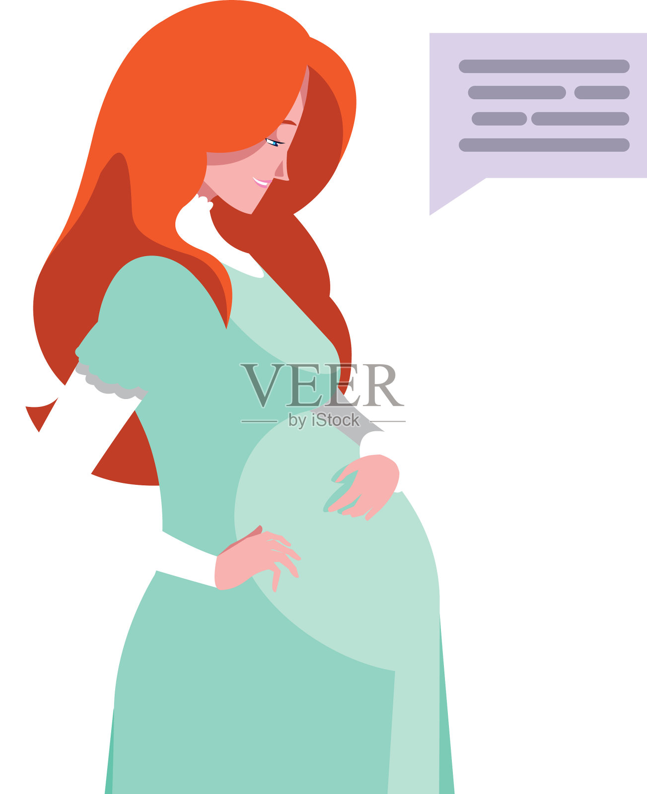 红发孕妇卡通与沟通设计元素图片