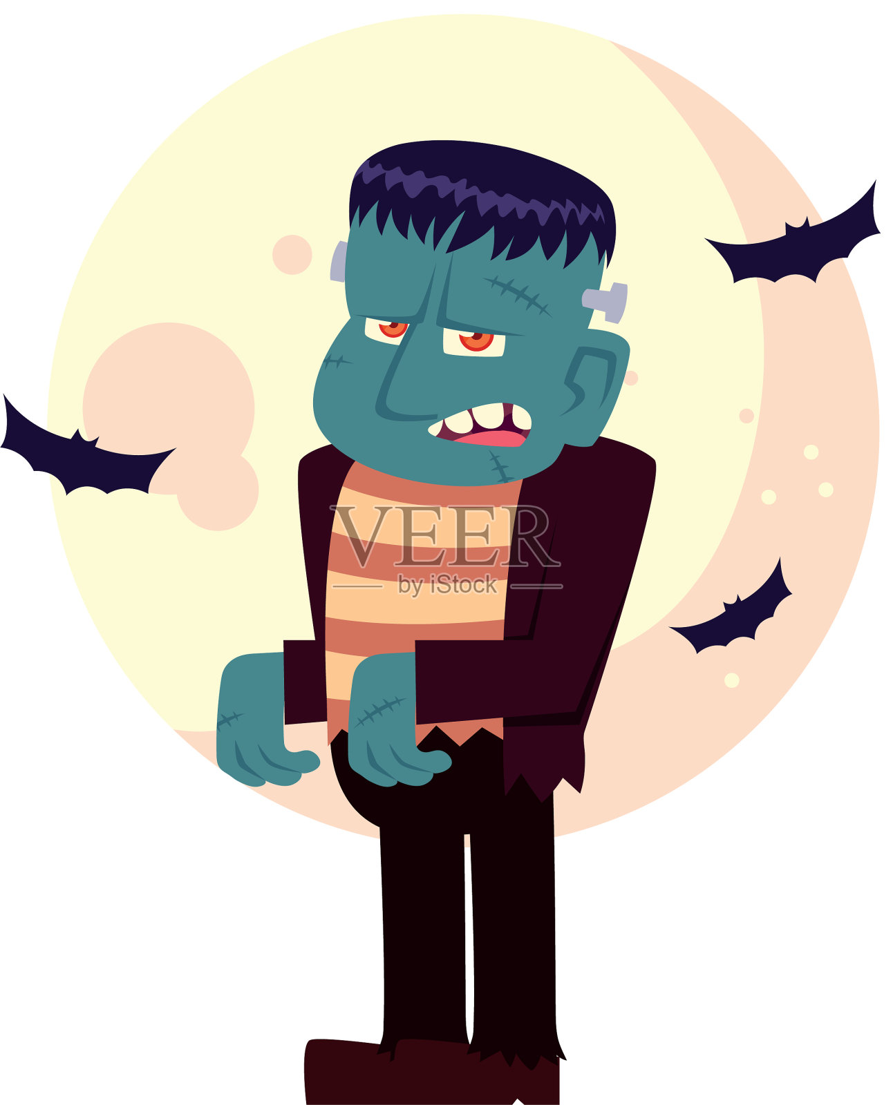 万圣节弗兰肯斯坦卡通设计设计元素图片