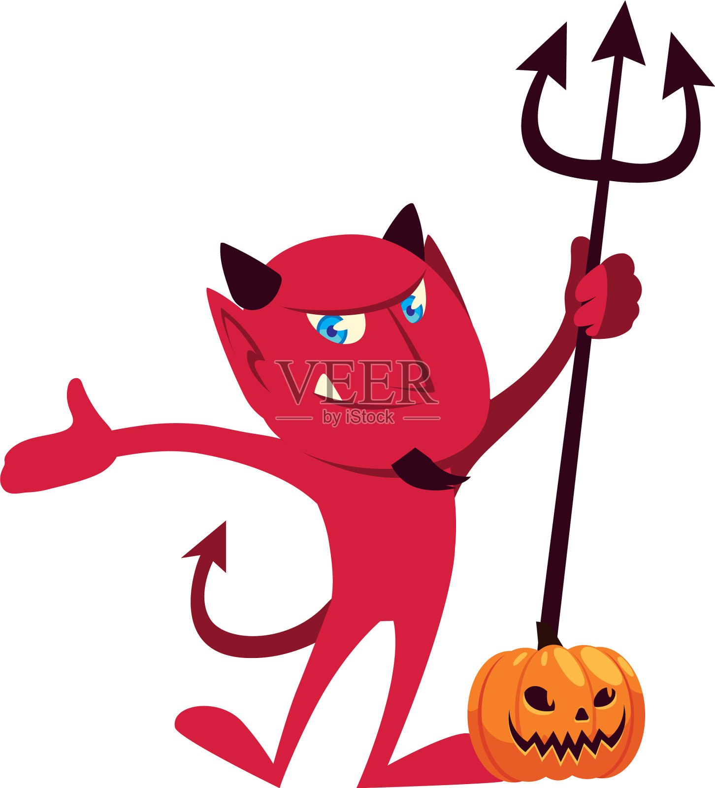 万圣节魔鬼卡通与南瓜设计设计元素图片