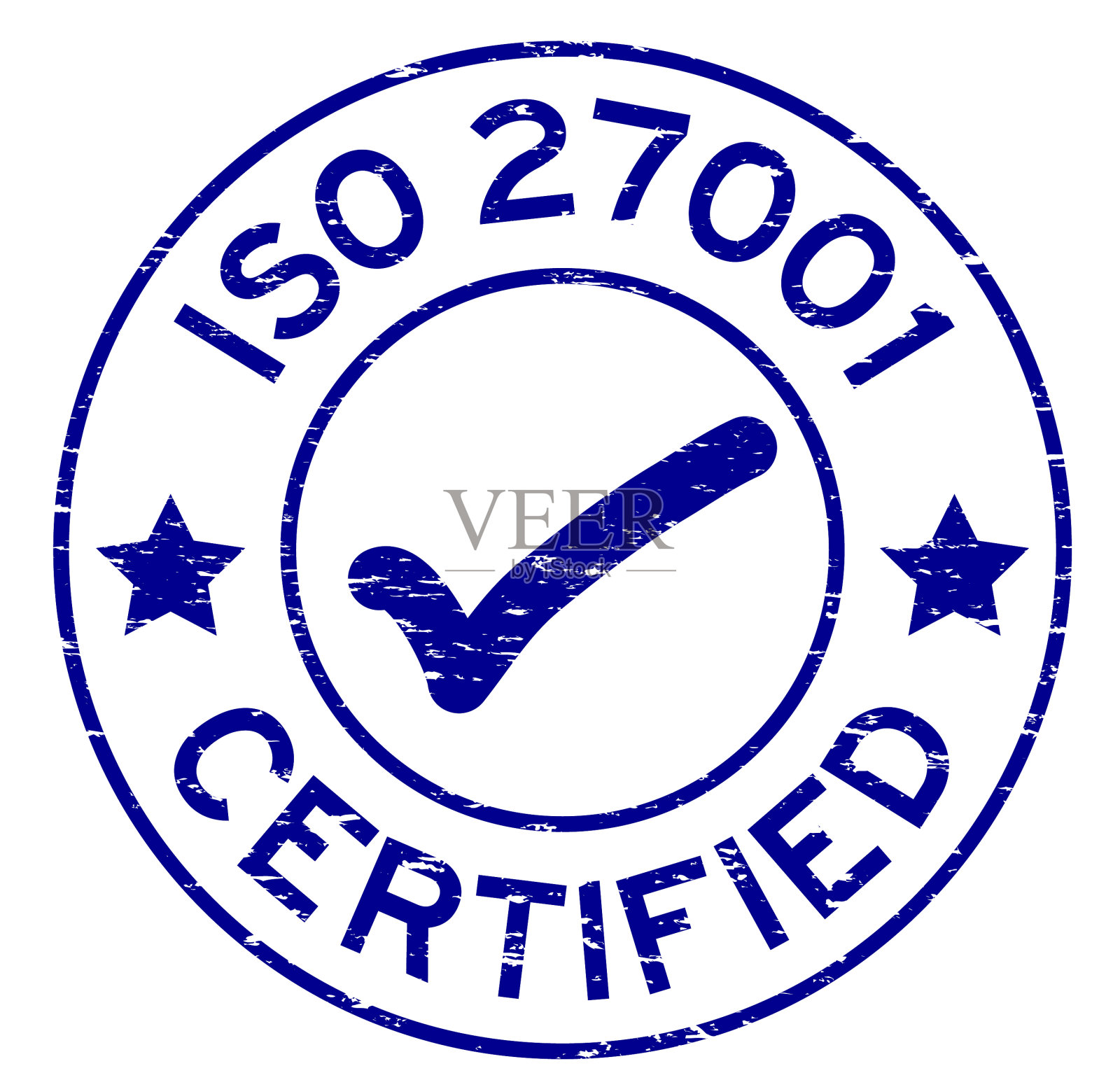 垃圾蓝iso 27001认证圆形橡胶密封设计元素图片