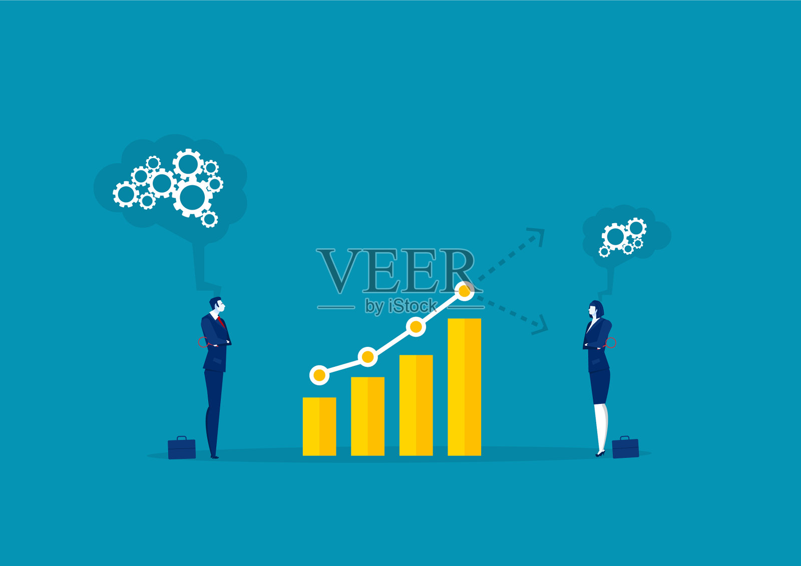 商业分析师用图表表示投资市场股票插画图片素材