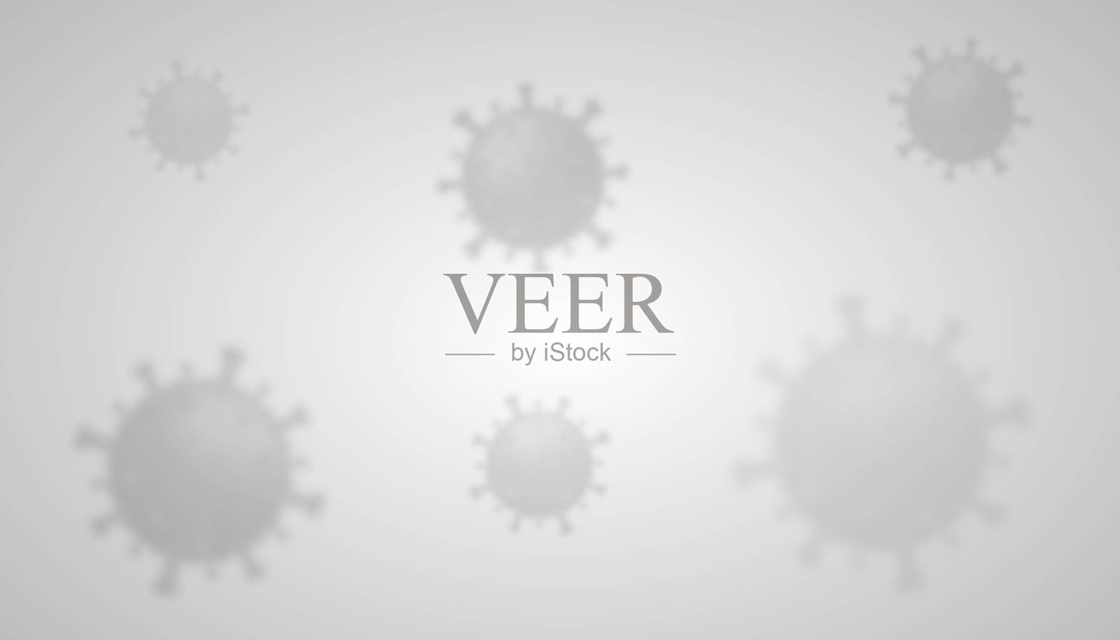 带有病毒图标、符号、符号的灰度病毒背景。电晕Covid 19插画图片素材