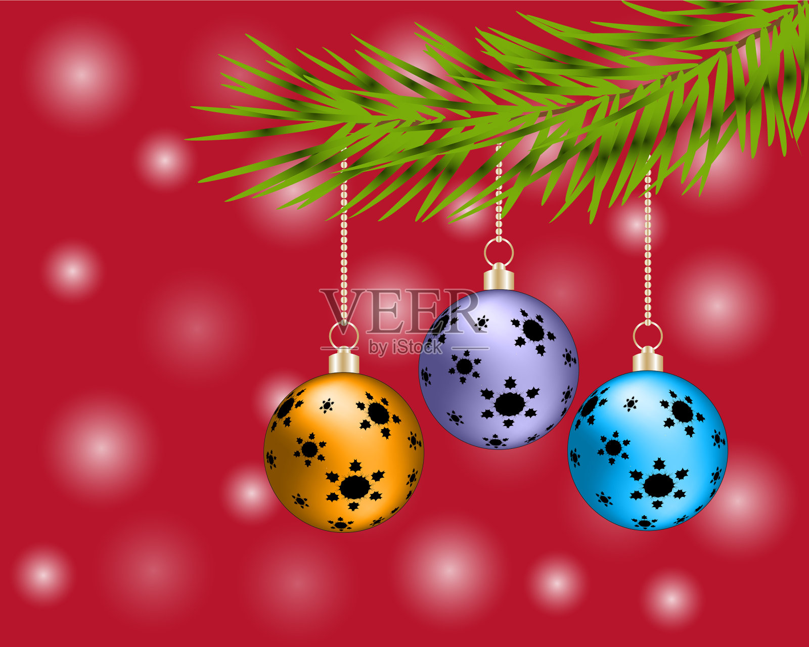 圣诞背景彩球插画图片素材