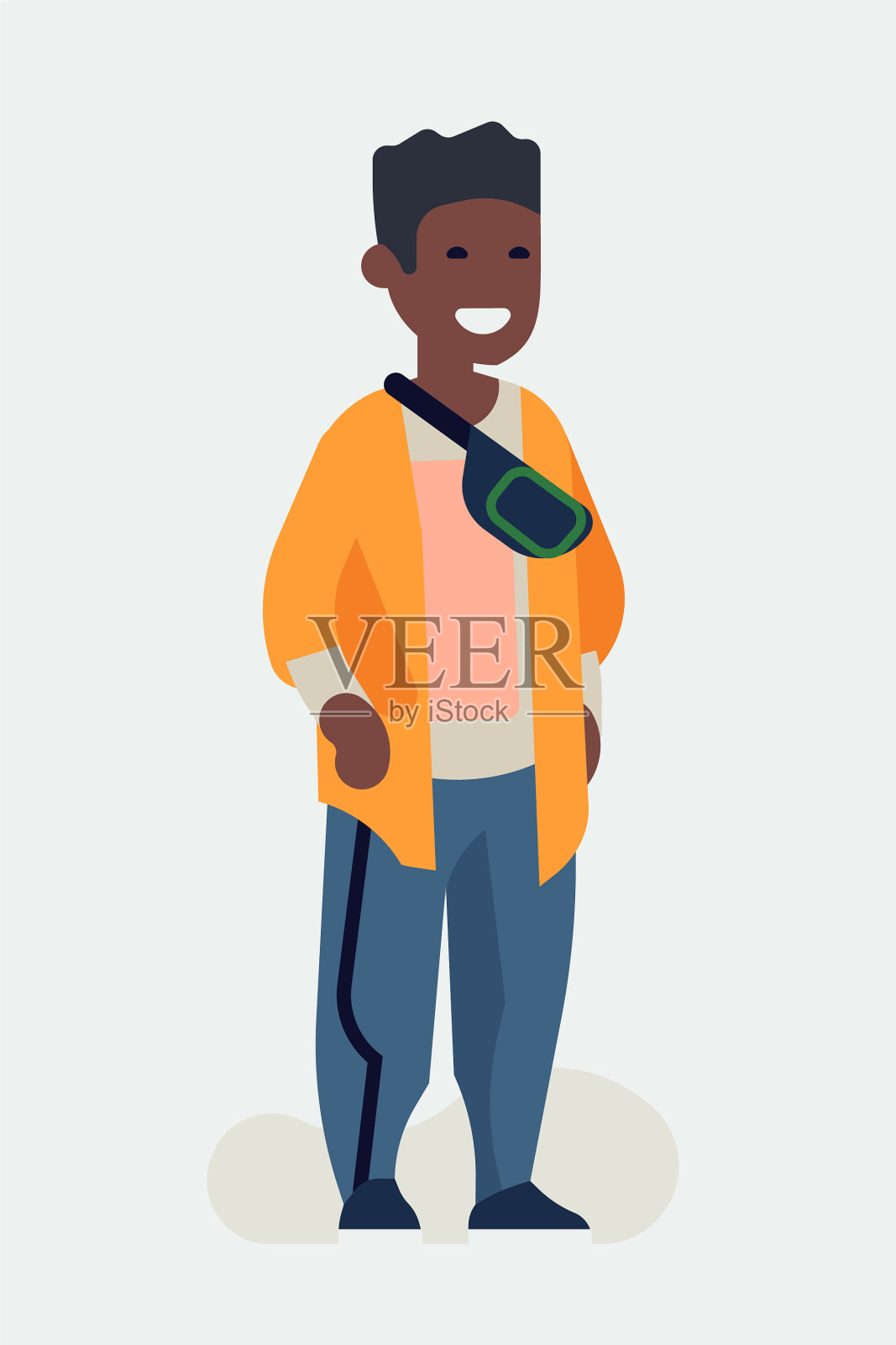 酷的平面字符设计上的黑色千禧插画图片素材