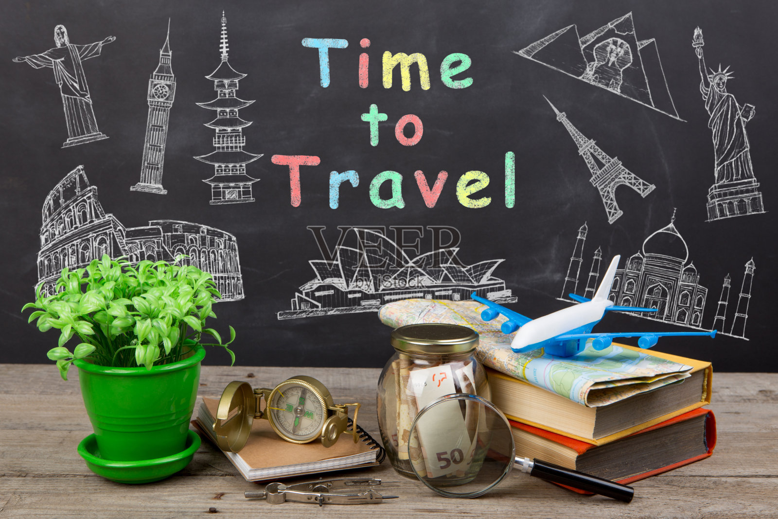 时间旅行素描，地图，护照，和其他冒险的东西照片摄影图片