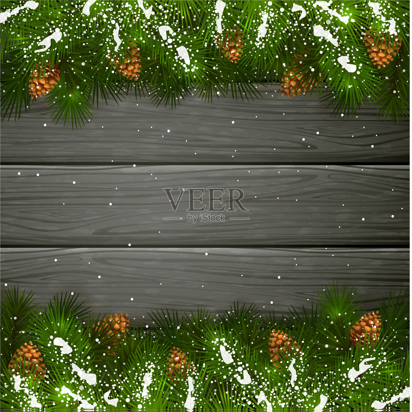 黑色木制背景与圣诞冷杉树插画图片素材