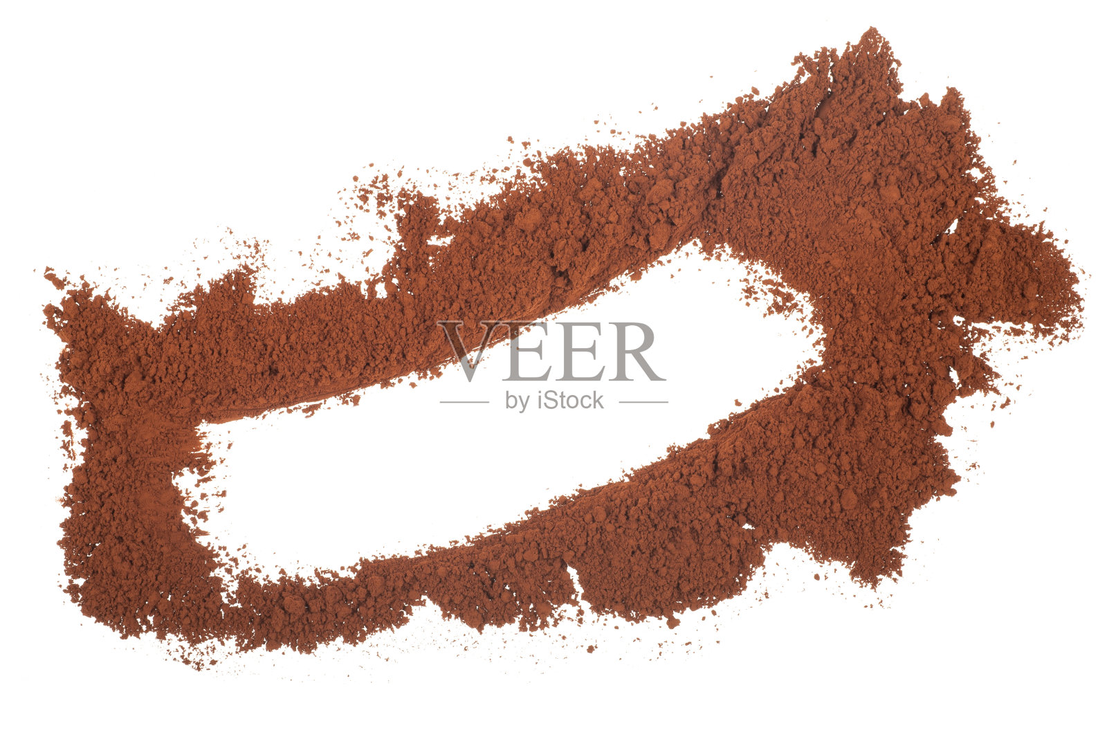 在白色背景上分离的可可粉照片摄影图片