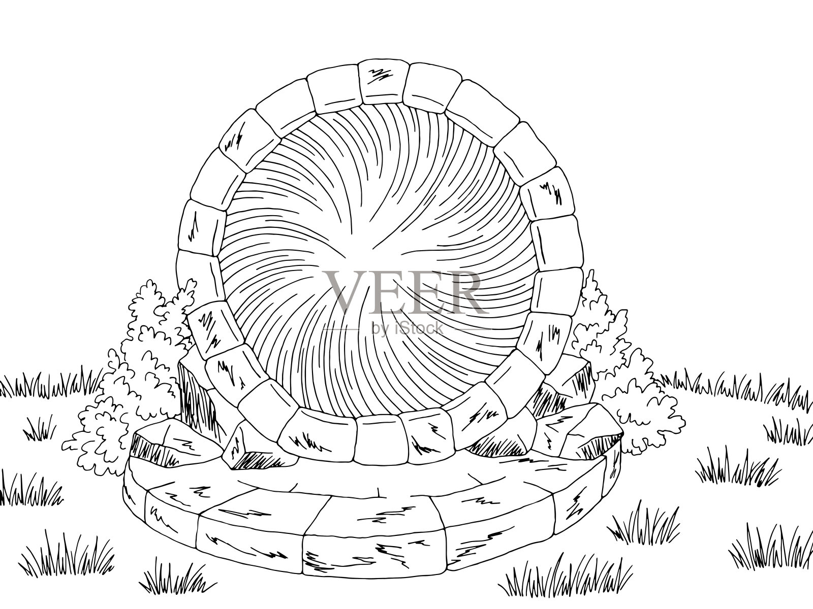 魔术门户图形黑白景观素描插图矢量插画图片素材