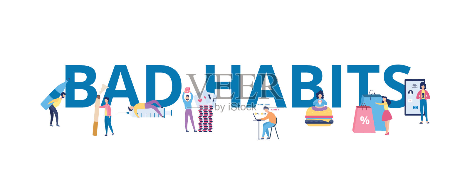 不良习惯横幅漫画人喝酒设计元素图片