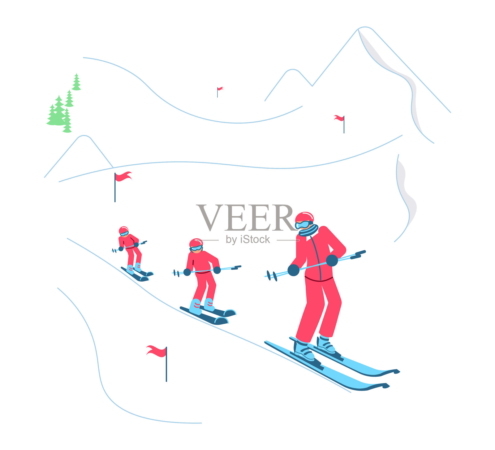 滑雪学校的概念设计元素图片