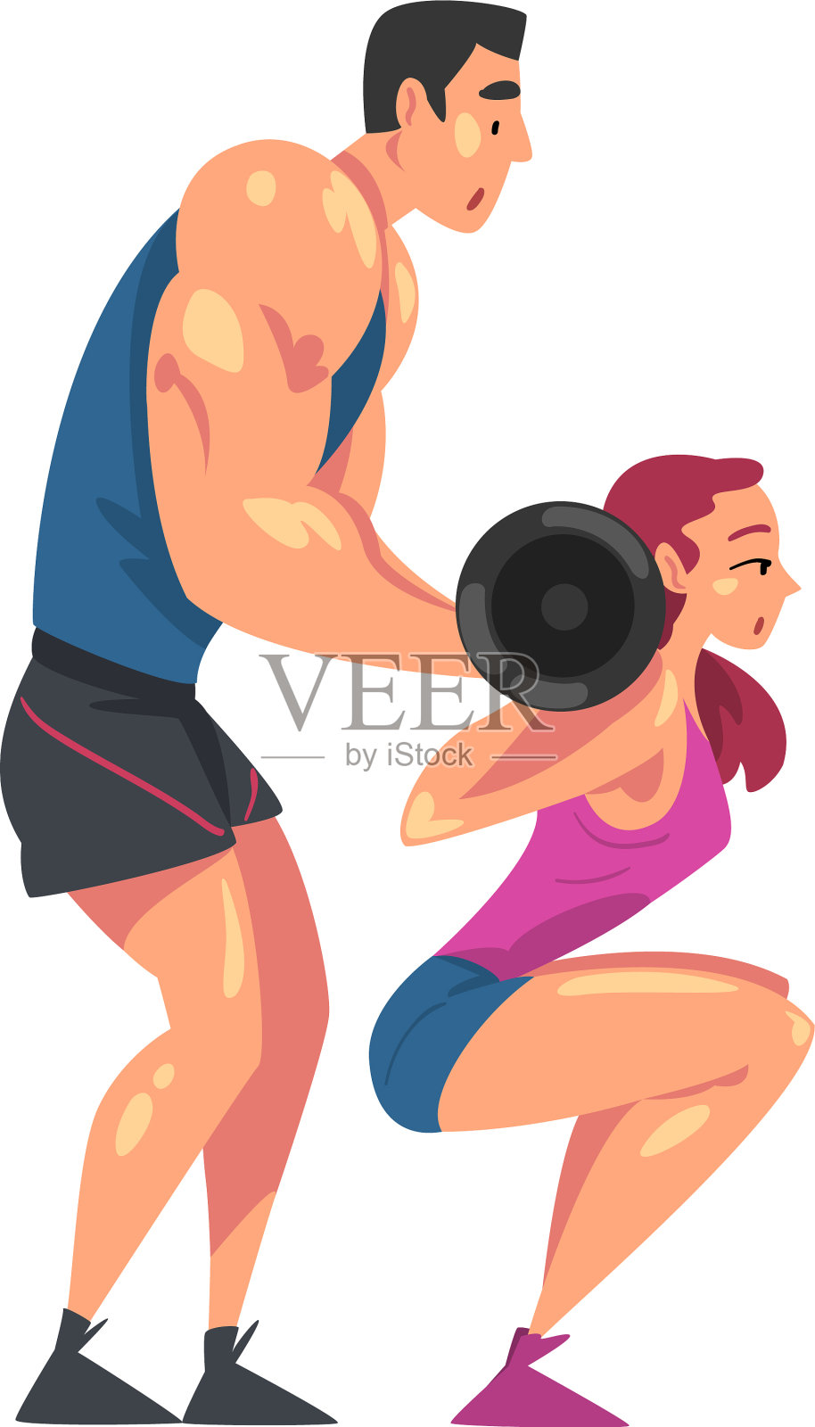 女生练杠铃私人男设计元素图片