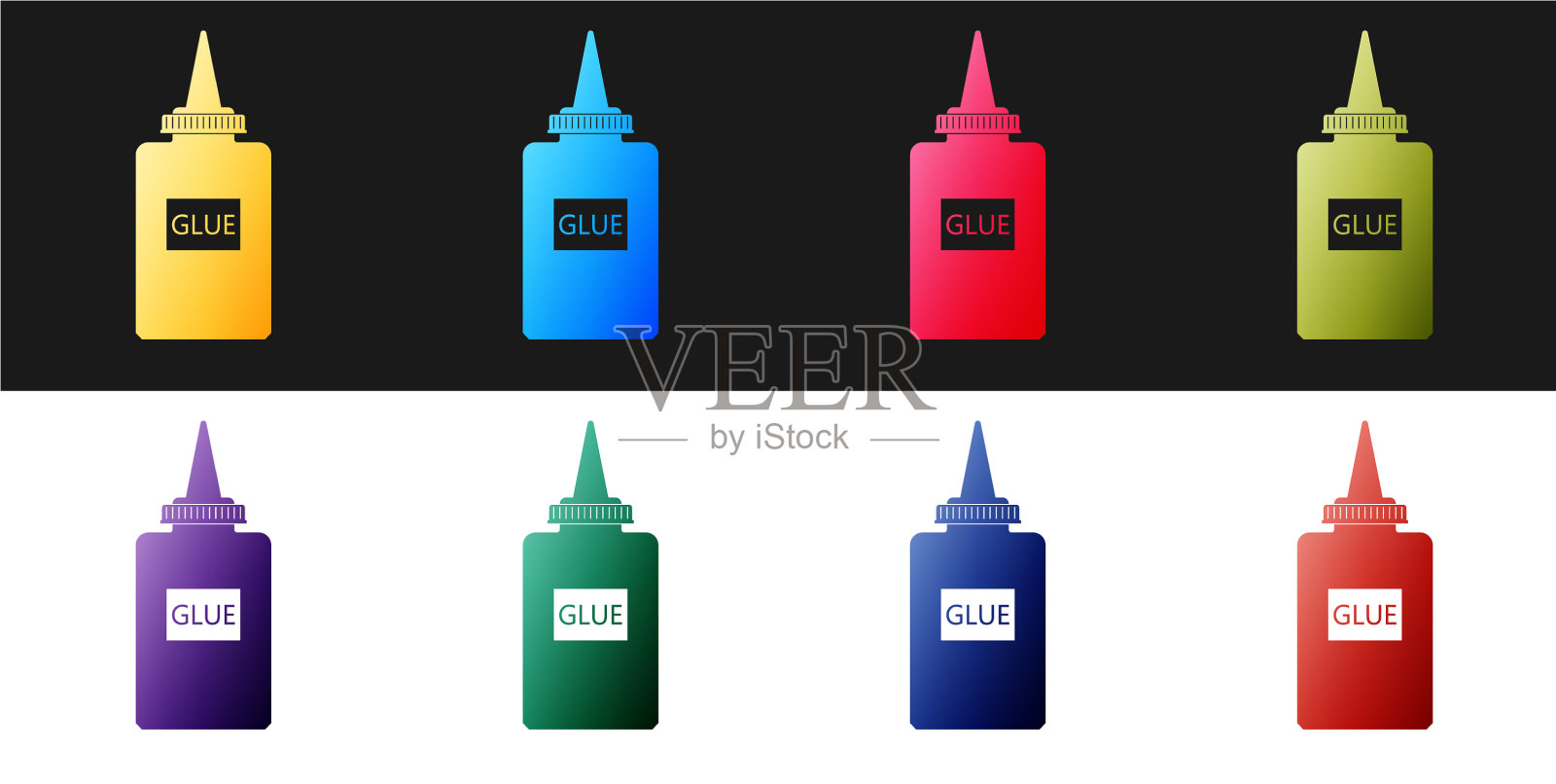 设置胶水图标隔离在黑色和白色图标素材