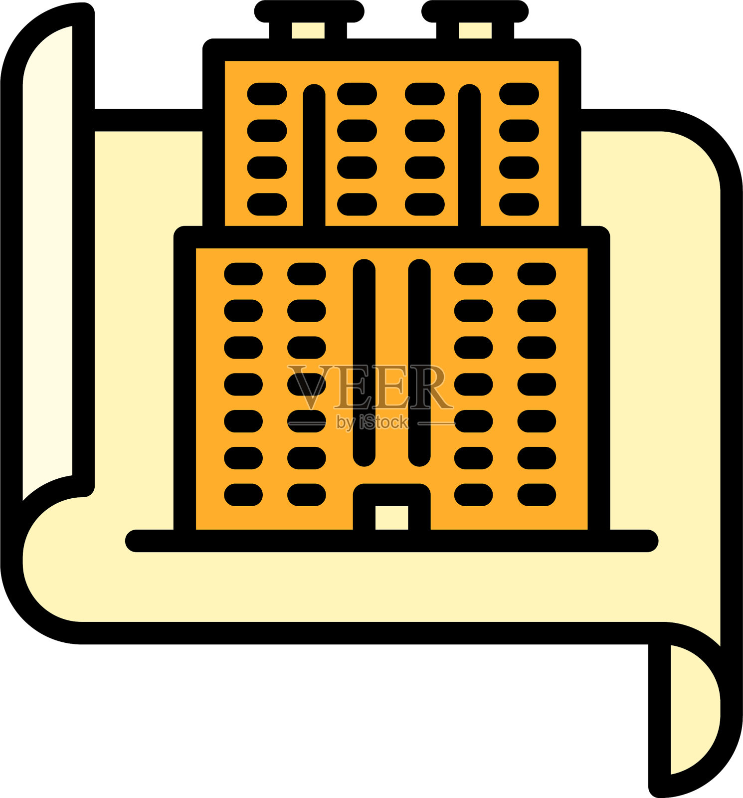 城市建筑项目图标轮廓风格图标素材