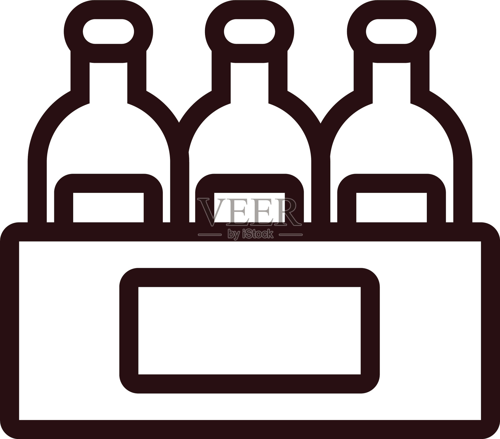 啤酒瓶子在篮子线风格图标图标素材