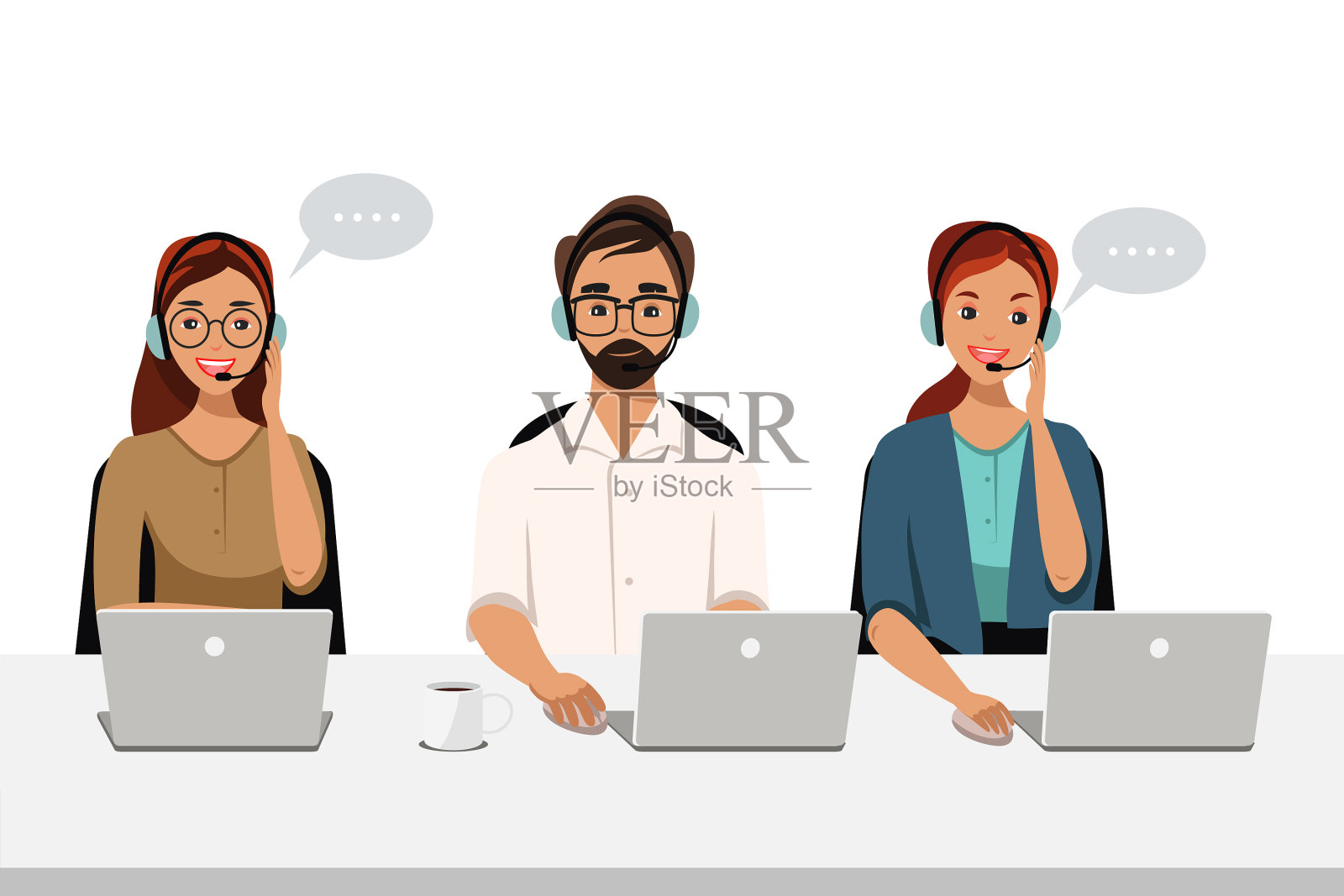 字符热线呼叫中心插画图片素材