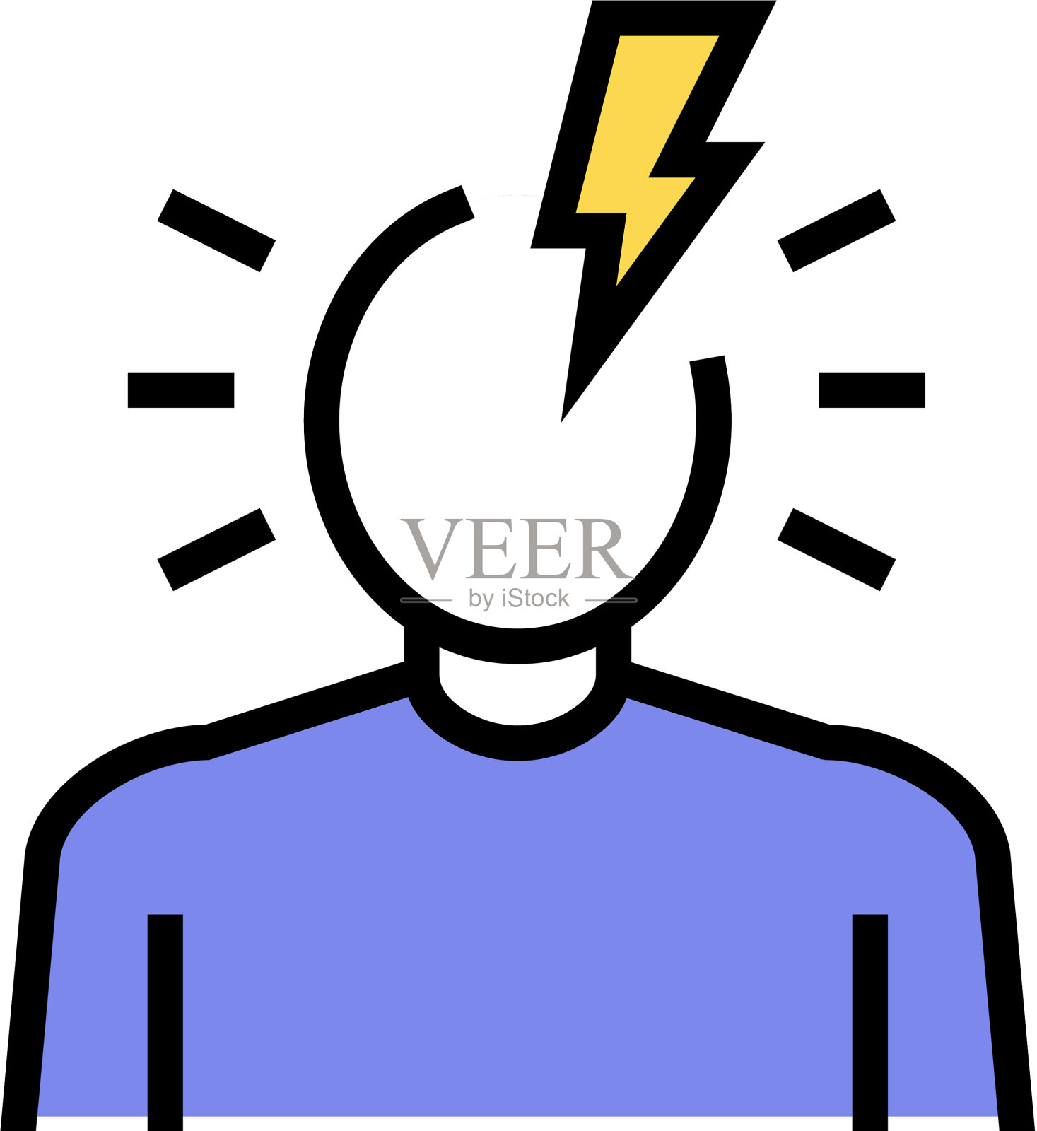 头痛疾病症状彩色图标设计元素图片