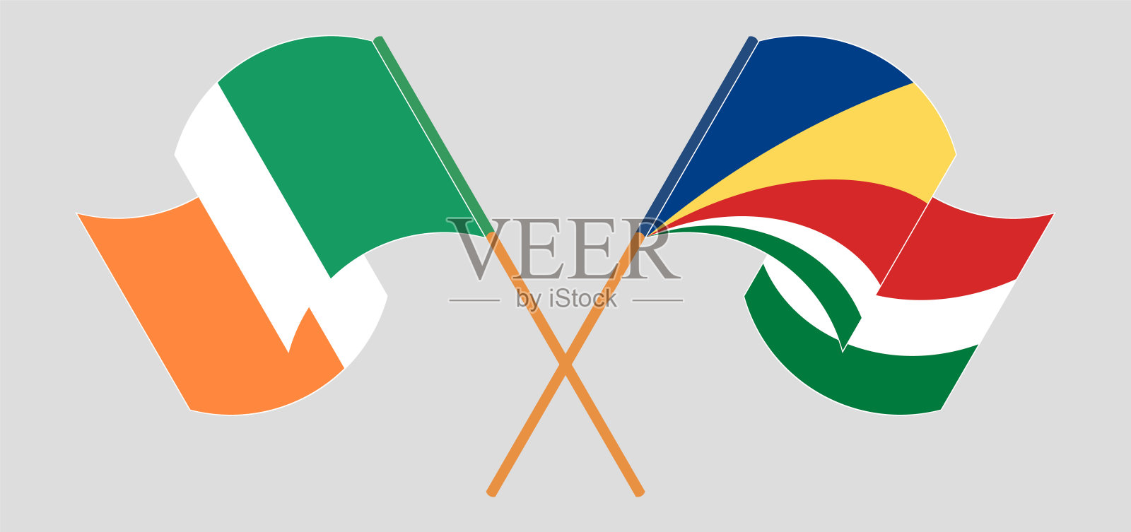 塞舌尔和爱尔兰的旗帜设计元素图片