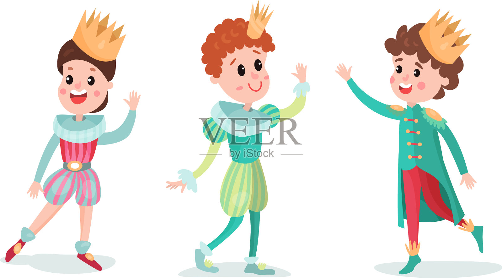 小王子面带微笑，头戴金冠插画图片素材