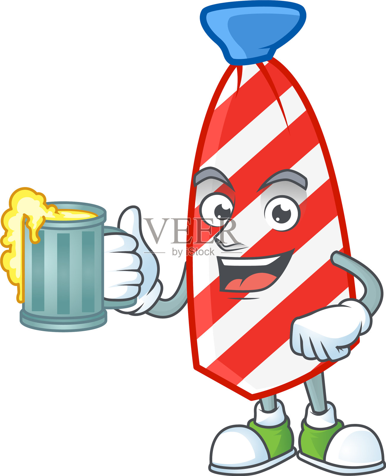 微笑美国条纹领带拿着一杯啤酒设计元素图片