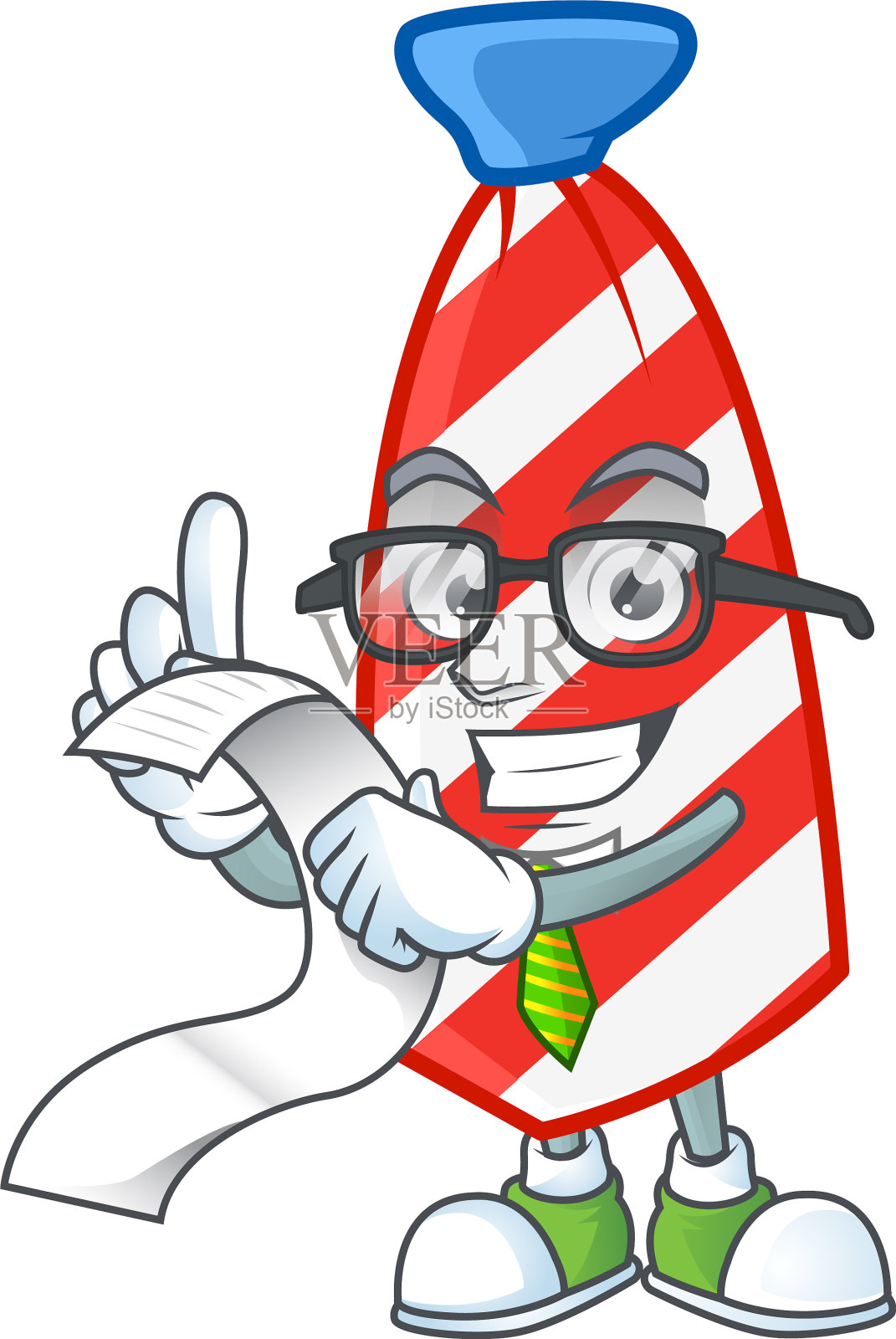 滑稽的脸字符美国条纹领带持有菜单设计元素图片