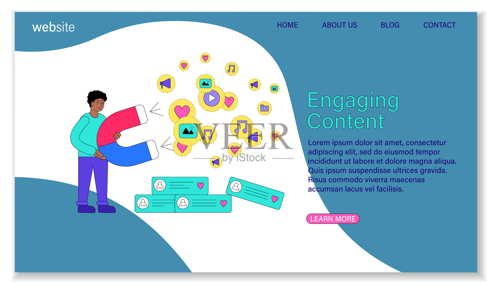 吸引内容的网站模板平设计模板素材