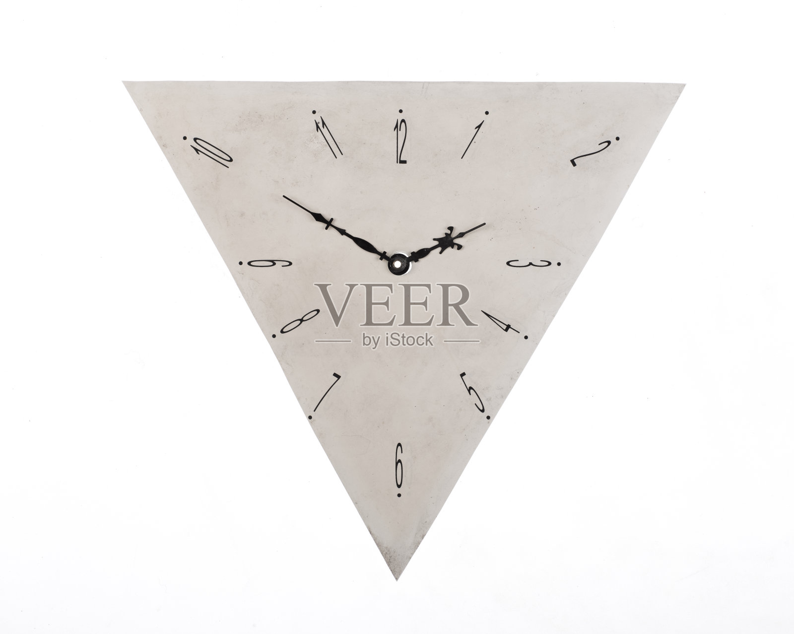 三角形时钟表盘孤立在白色背景上照片摄影图片