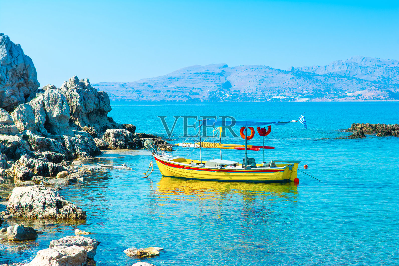 希腊罗德岛的原木湾照片摄影图片