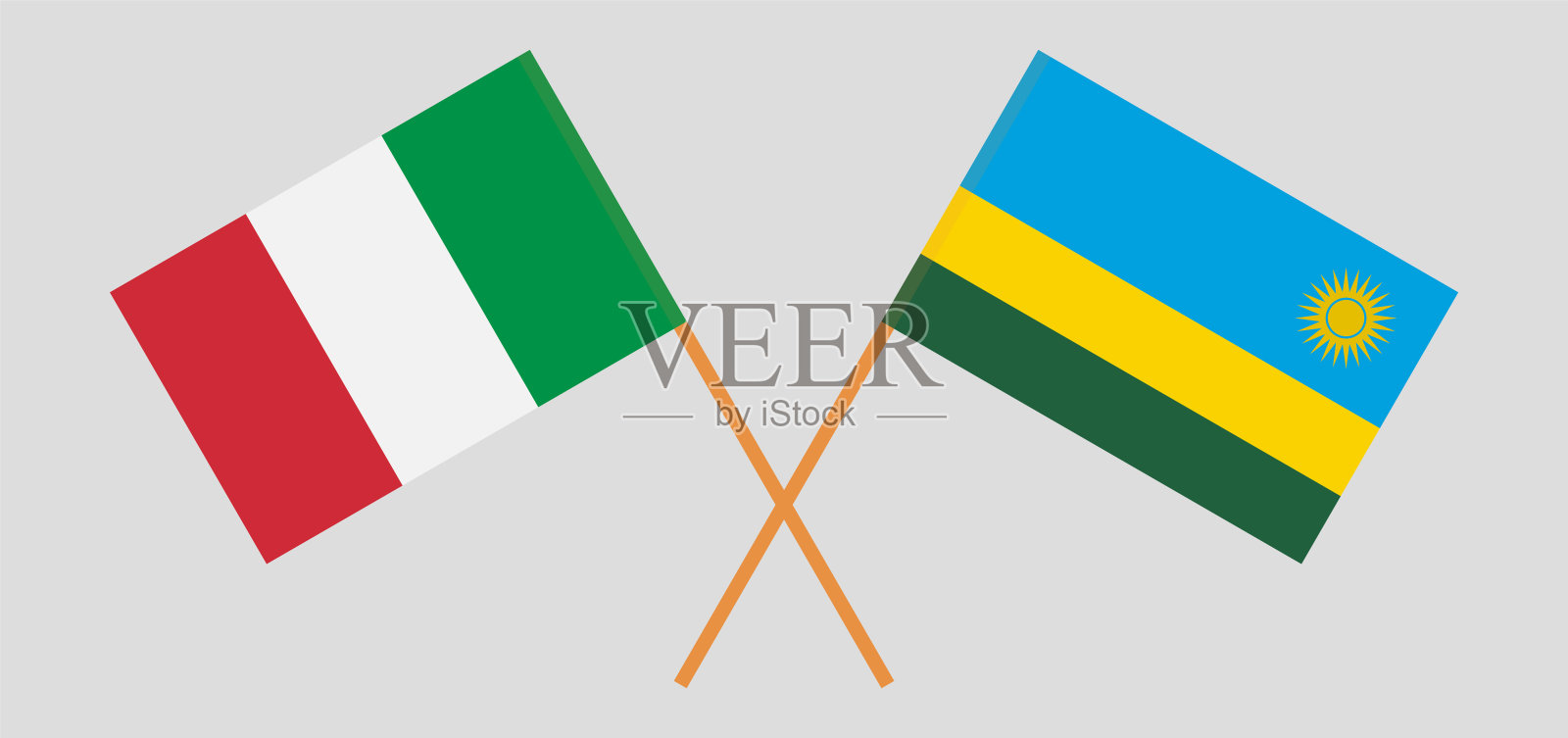 意大利和卢旺达的国旗交叉插画图片素材