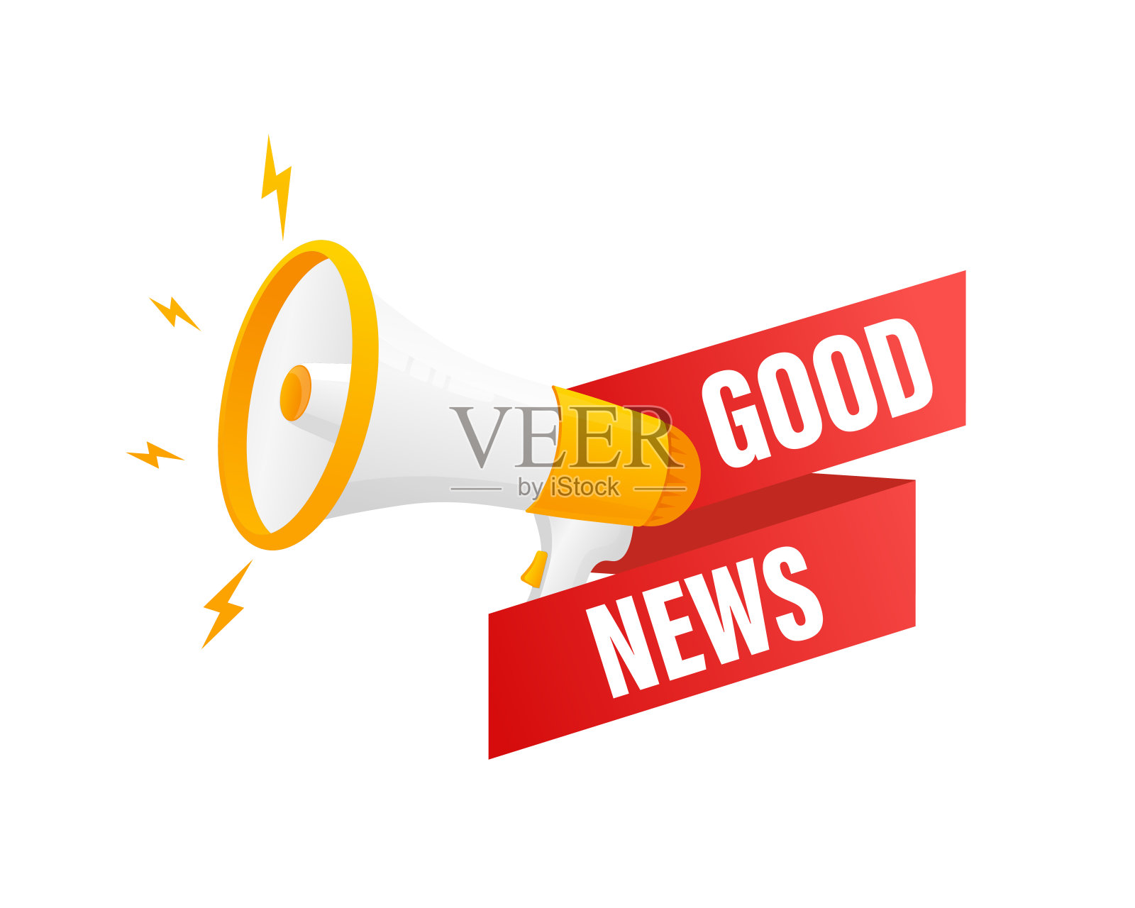 好消息扩音器在白色背景为传单设计。矢量插图在平面风格。插画图片素材