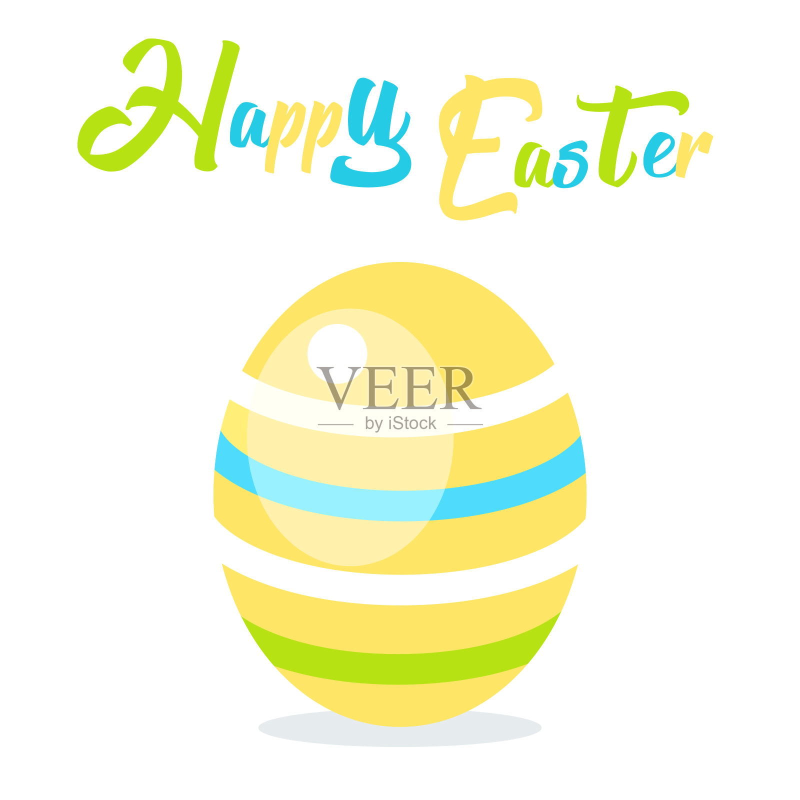 复活节快乐。可爱的卡通复活节旗帜与复活节蛋插画图片素材