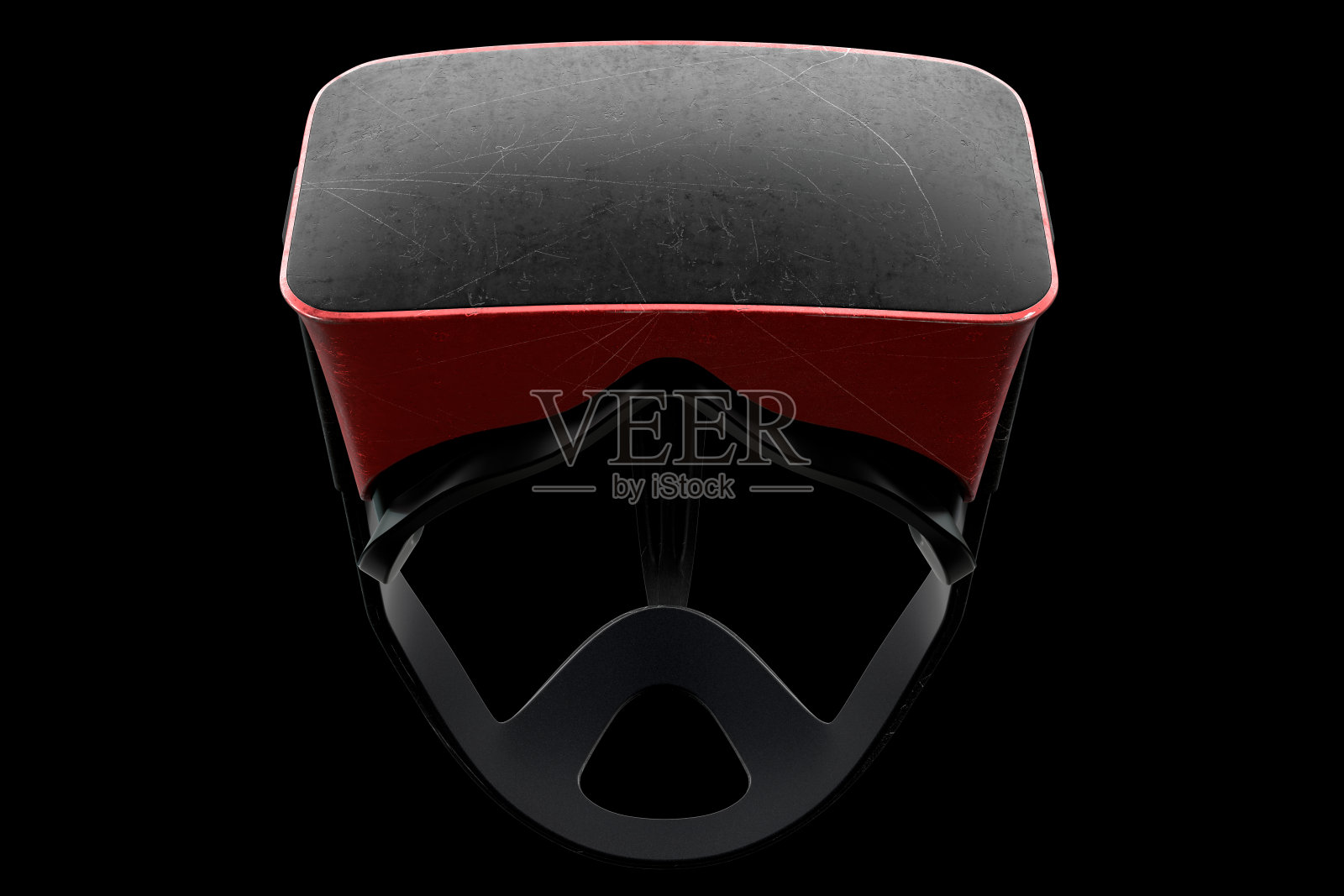 概念上使用虚拟现实眼镜与划痕隔离在白色照片摄影图片