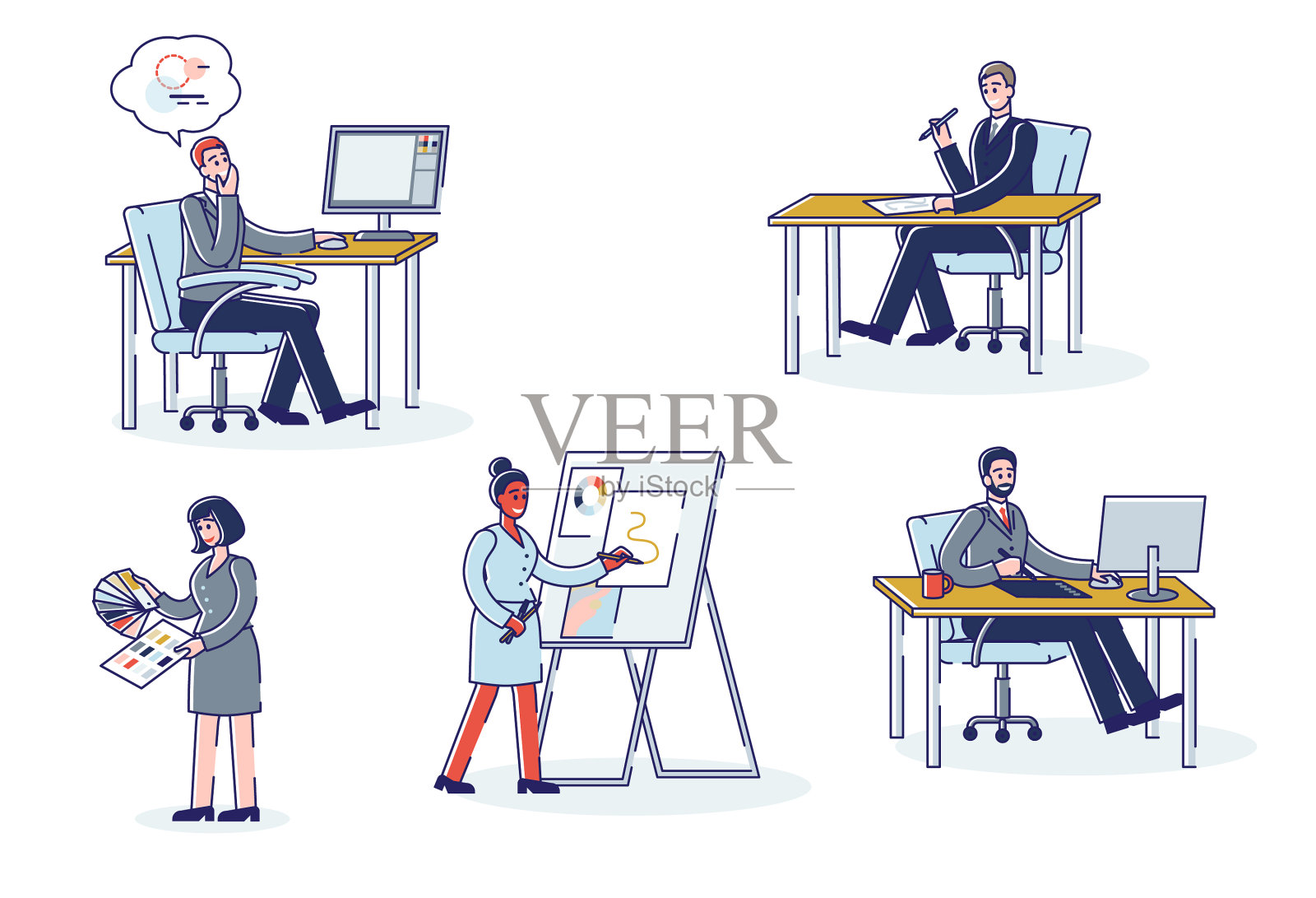 平面设计师工作网站和移动应用程序设计元素图片