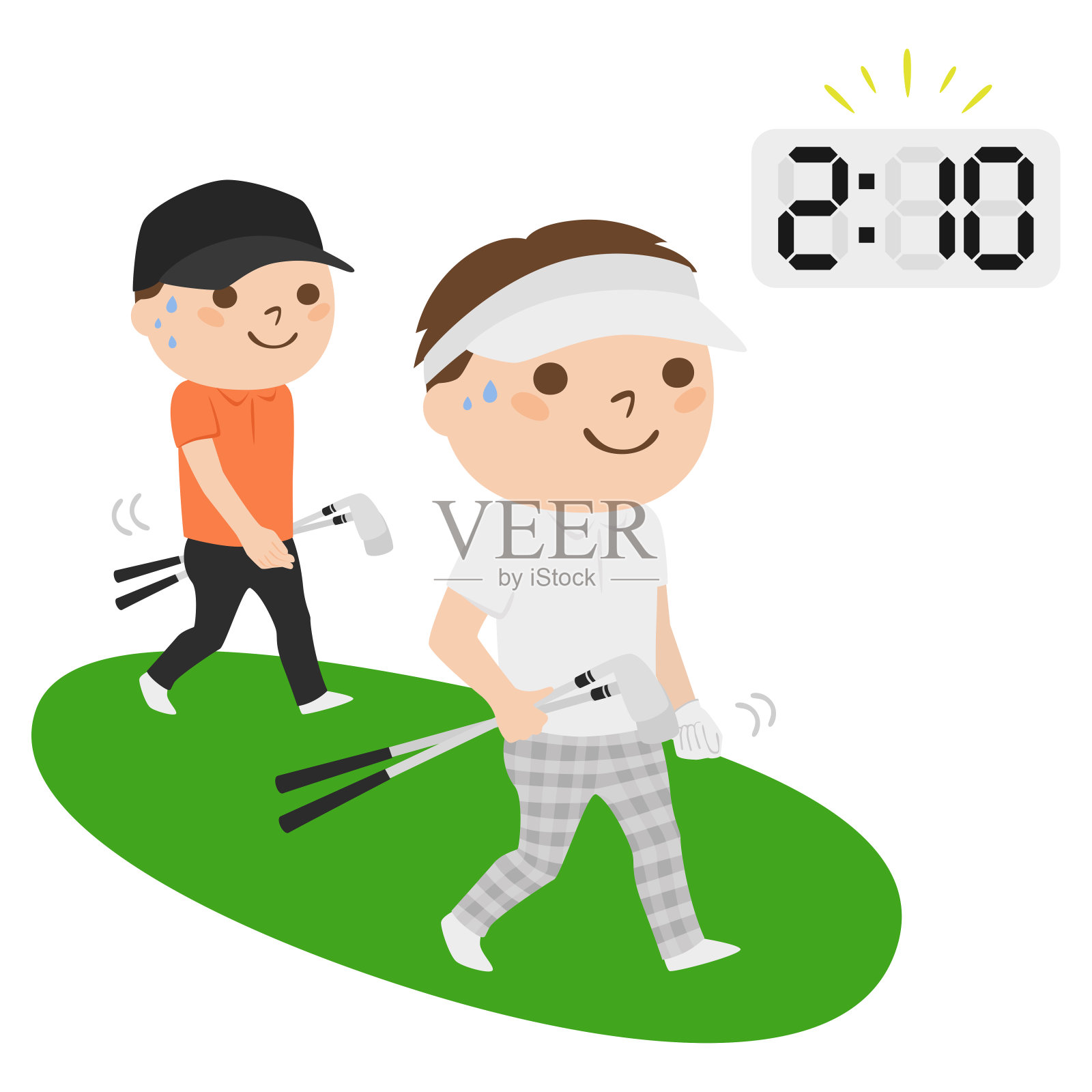 高尔夫插图。在规定时间内打9个洞(一半)的比赛。插画图片素材