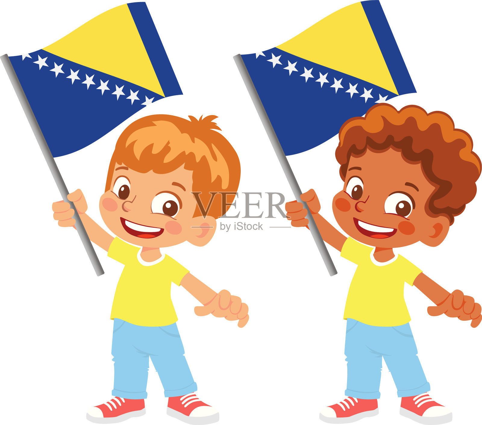 波斯尼亚和黑塞哥维那国旗在手集插画图片素材