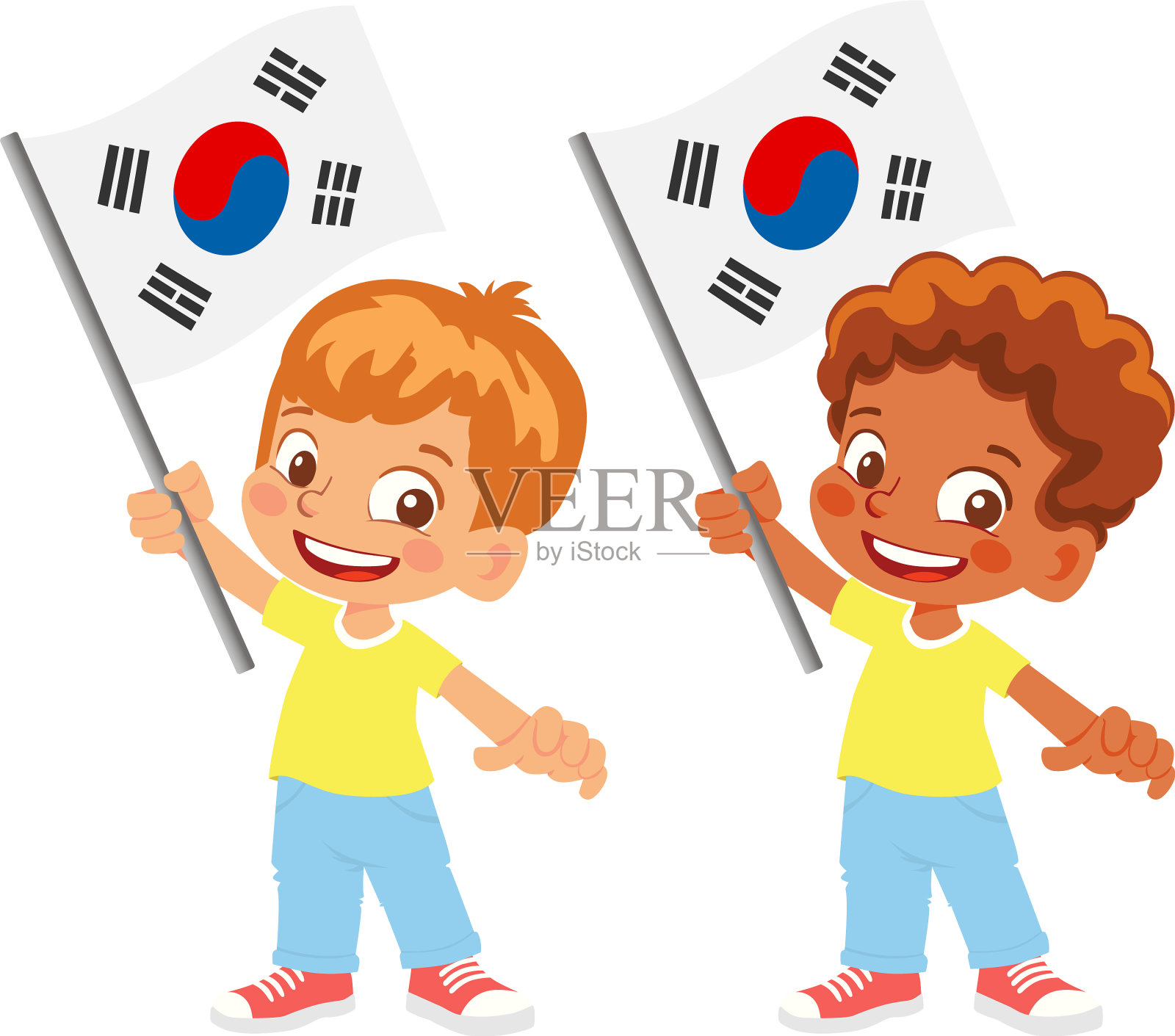 手持韩国国旗插画图片素材