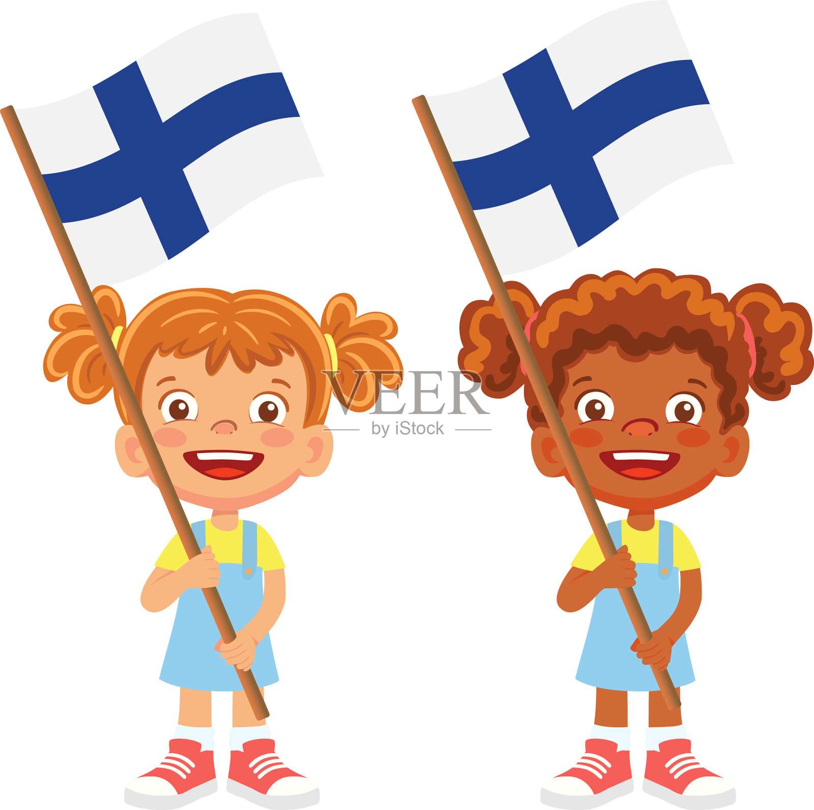 手握芬兰国旗插画图片素材